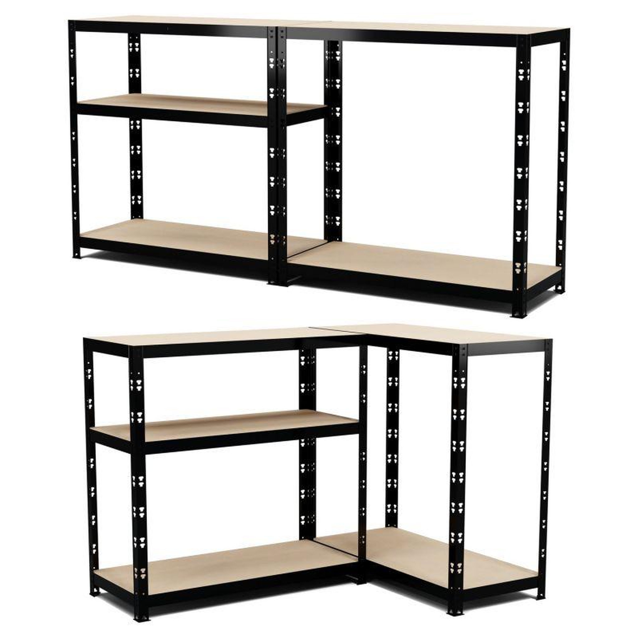 Voir la diapositive 5 : EUROSPEN Lot de 2 Etagères de Rangement modulables et polyvalentes pour atelier, garage, cave...Charges Lourdes 180x90x40cm x2 - Noir