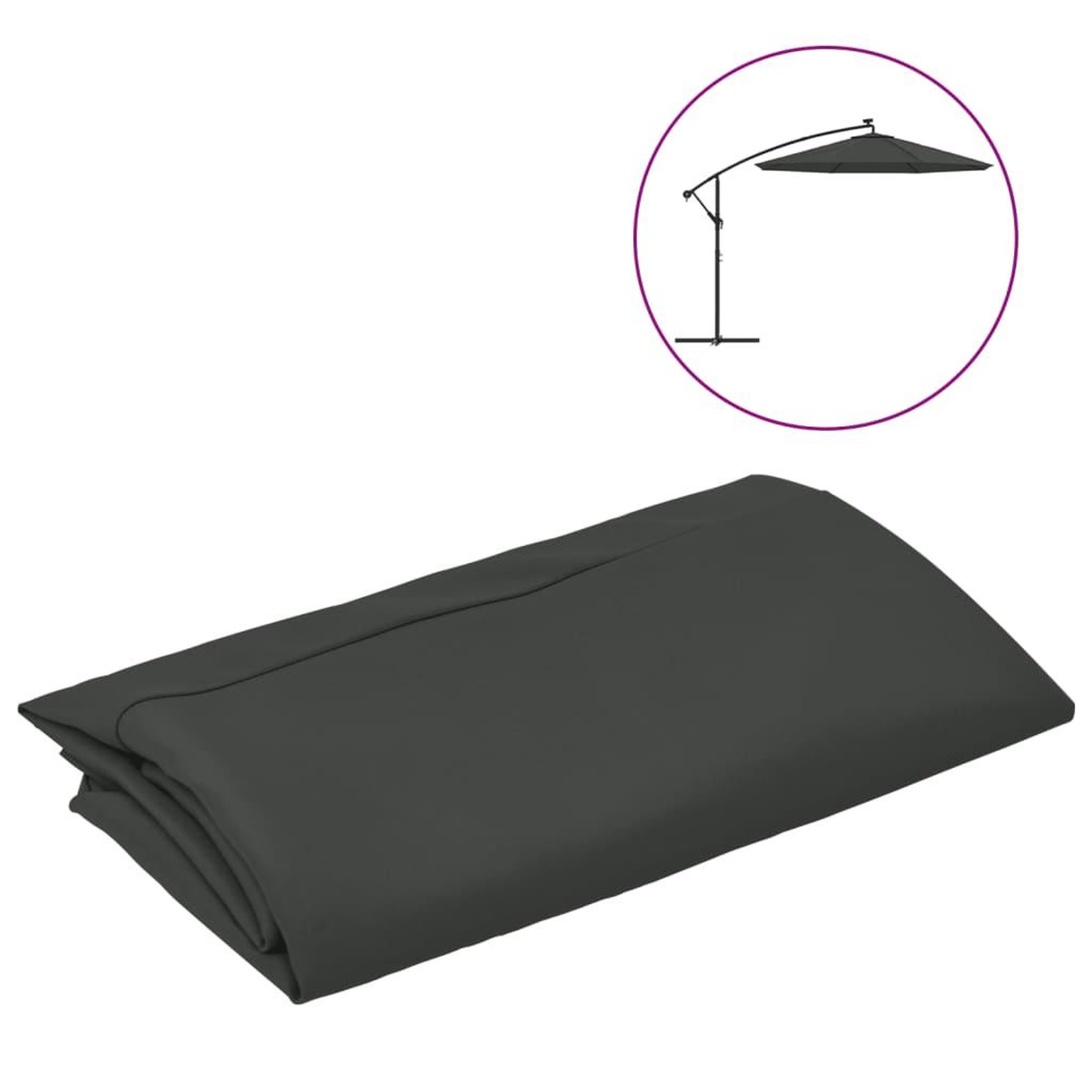 Voir la diapositive 2 : VIDAXL Tissu de remplacement pour parasol deporte anthracite 300 cm