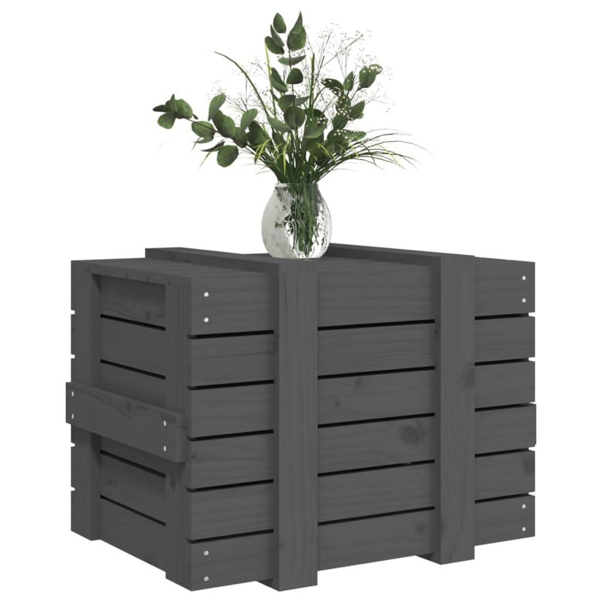 VIDAXL Boîte de rangement Gris 58x40,5x42 cm Bois massif de pin