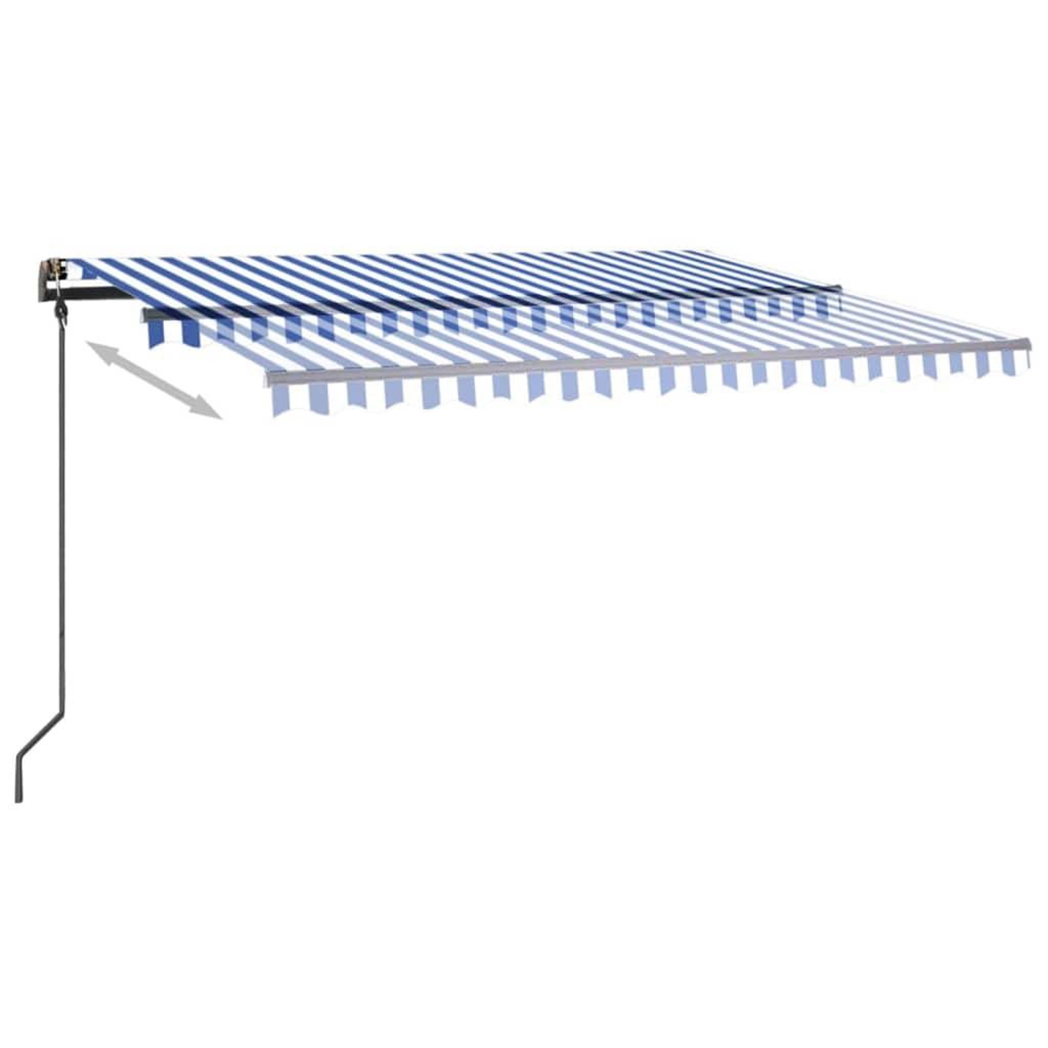 Voir la diapositive 4 : VIDAXL Auvent manuel retractable avec LED 4,5x3 m Bleu et blanc