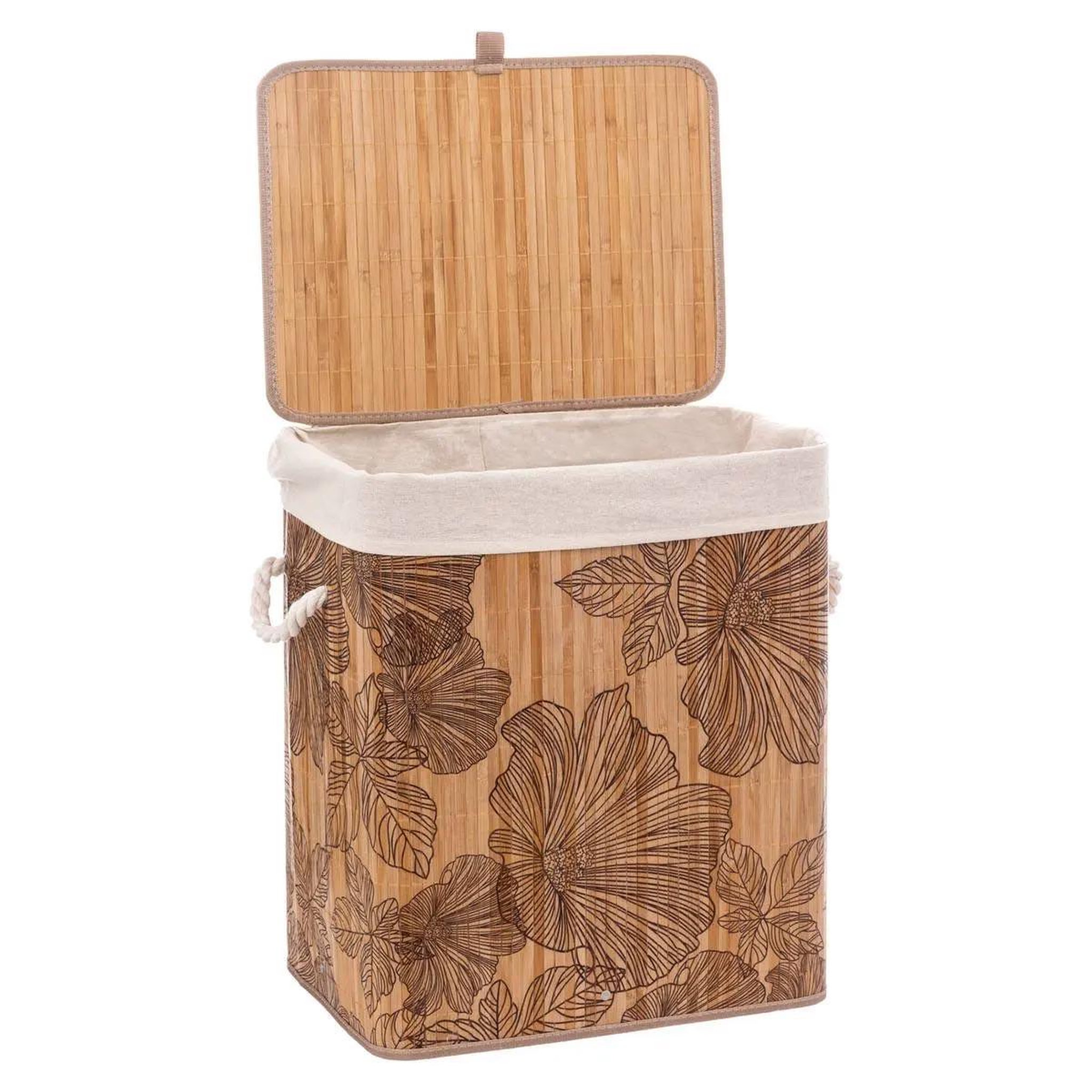 Voir la diapositive 2 : FIVE Panier à linge en bambou  blackflora  50l beige