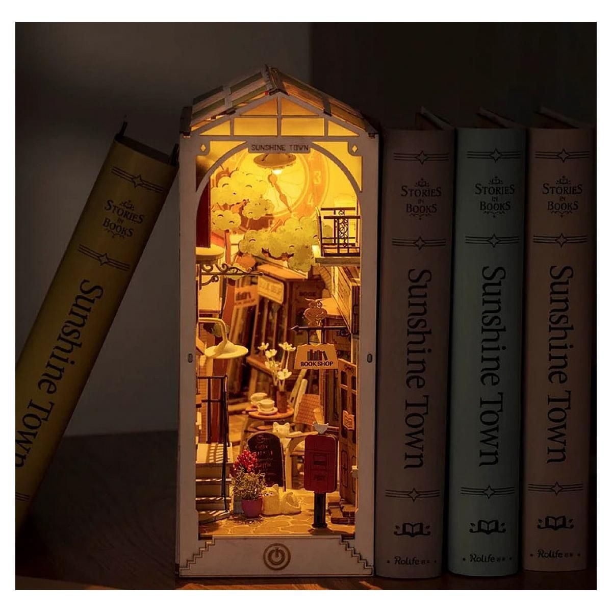 ROBOTIME Serre-livres en bois Sunshine Town - Décoration de bibliothèque enchantée