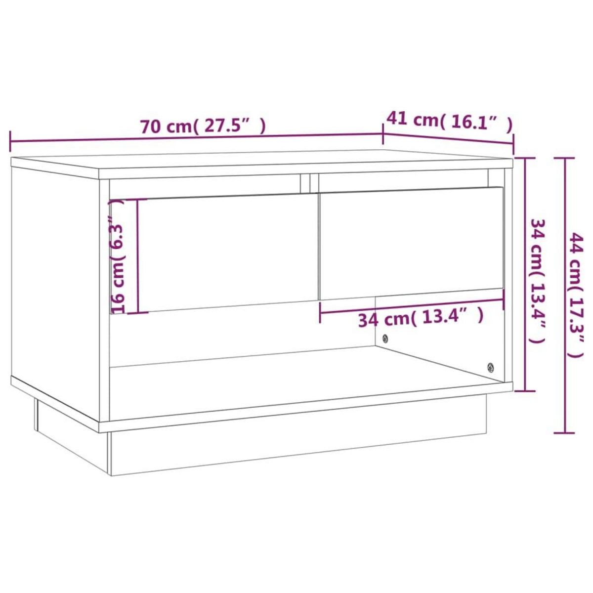 VIDAXL Meuble TV sonoma gris 70x41x44 cm bois d'ingenierie