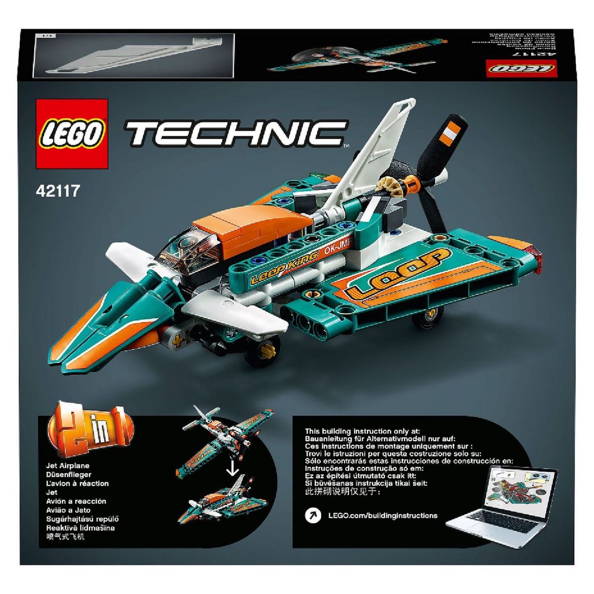 LEGO Technic 42117 - Avion de course et Jet, Avion à réaction 2-en-1, Jeu de construction avion