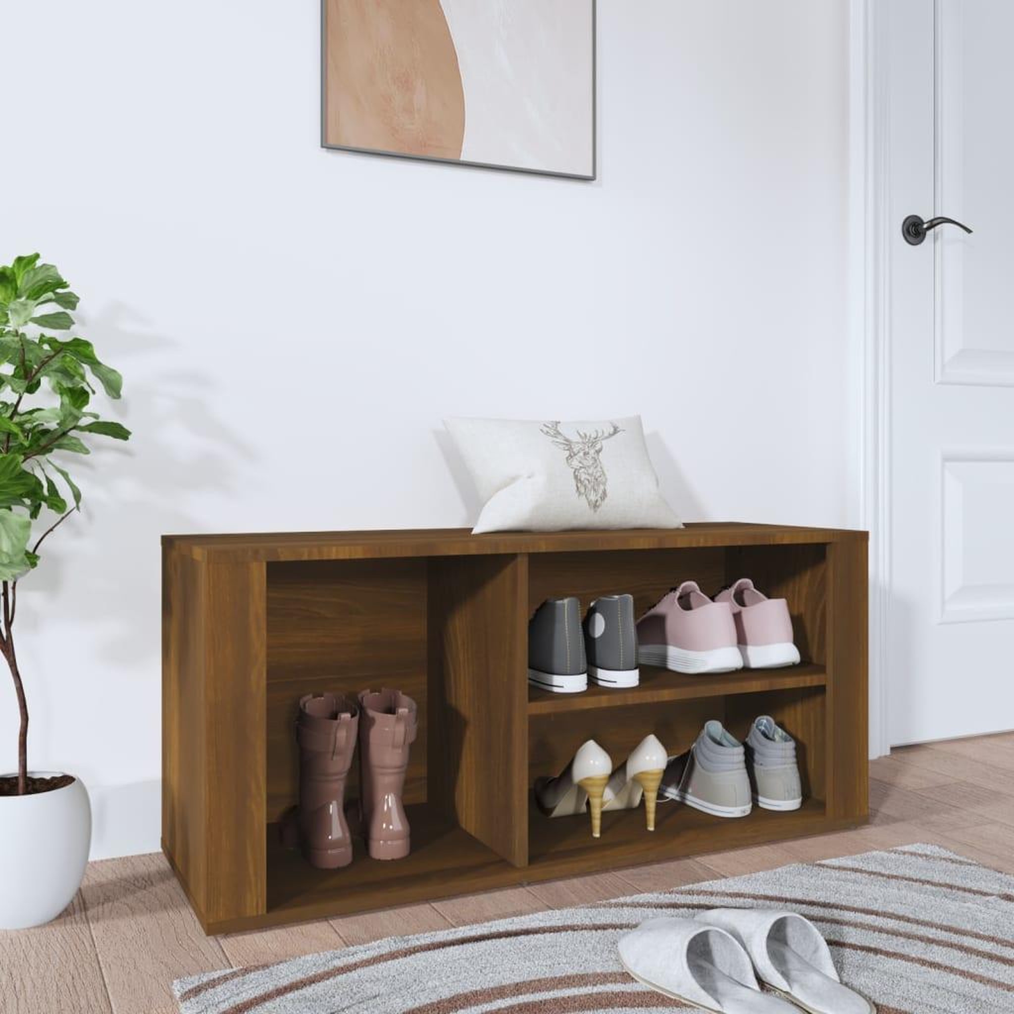Voir la diapositive 1 : VIDAXL Armoire a chaussures Chene marron 100x35x45cm Bois d'ingenierie