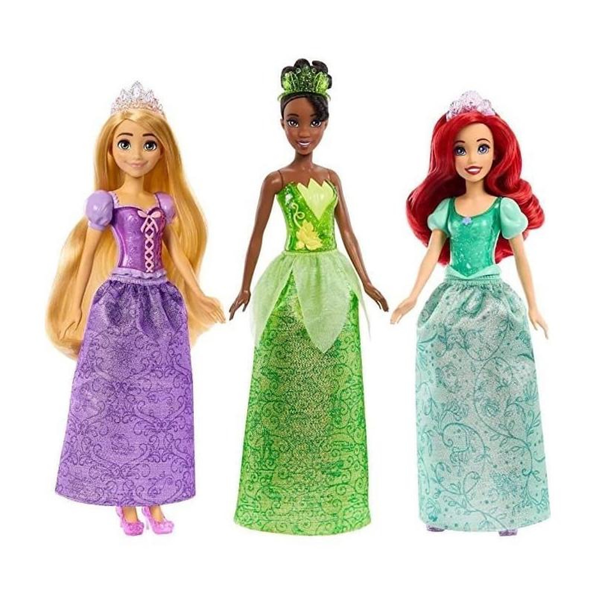 Voir la diapositive 2 : MATTEL Princesses Disney - pack de 3 poupées (Ariel, Tiana, Raiponce)