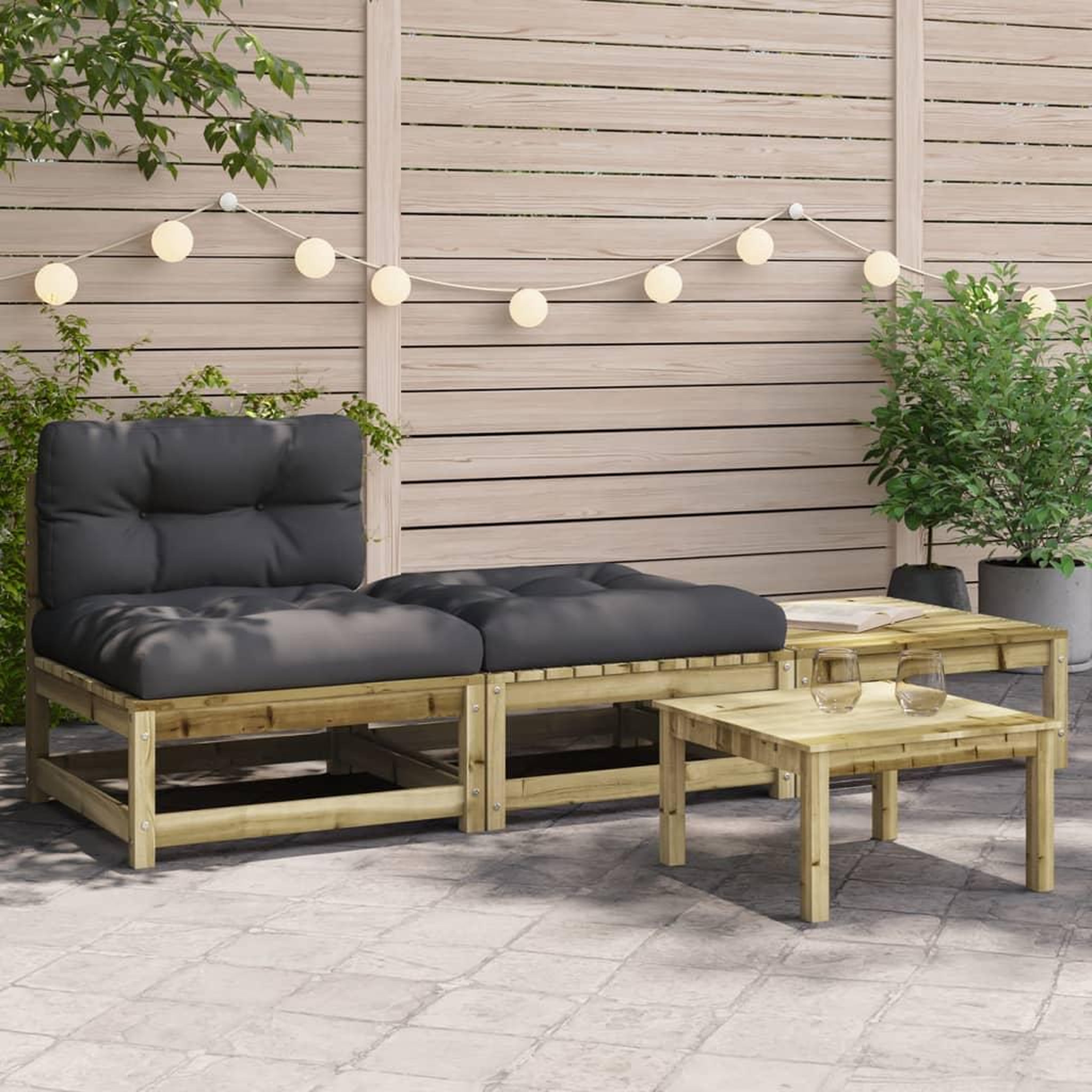 VIDAXL Canape de jardin sans accoudoirs avec coussins et repose-pieds