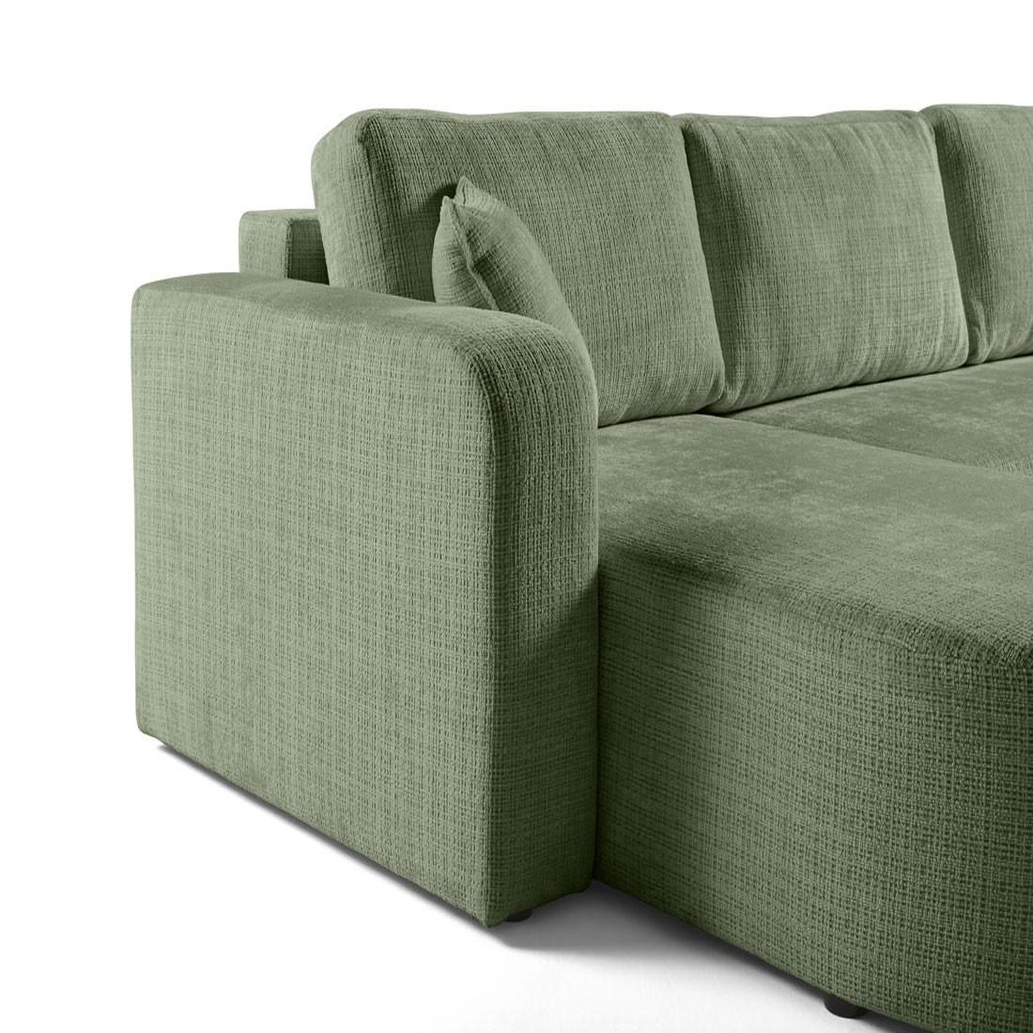 Voir la diapositive 5 : BEST MOBILIER Miro - canapé panoramique en u 7 places - convertible avec coffre - en velours texturé