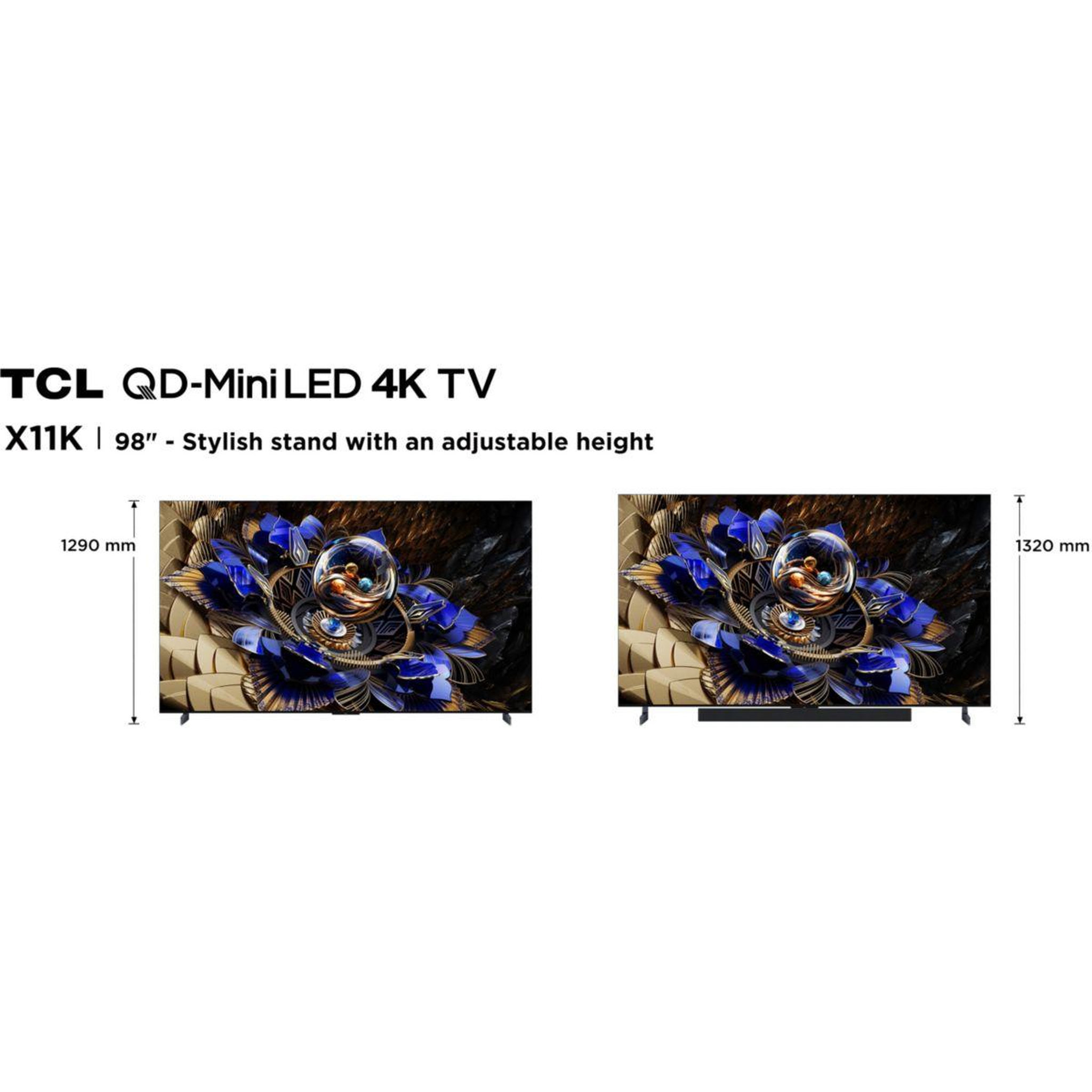 Voir la diapositive 4 : TCL TV Mini Led 98X11K 2025-98 pouces (248cm)