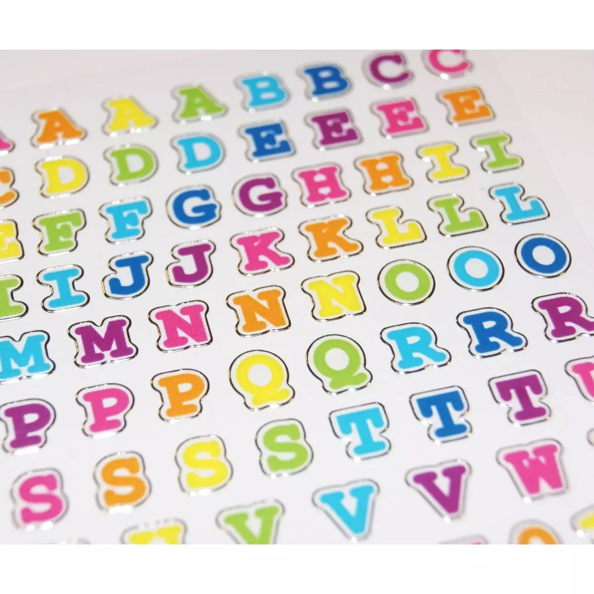  80 Stickers Alphabet - Arc-en-ciel - 1 cm