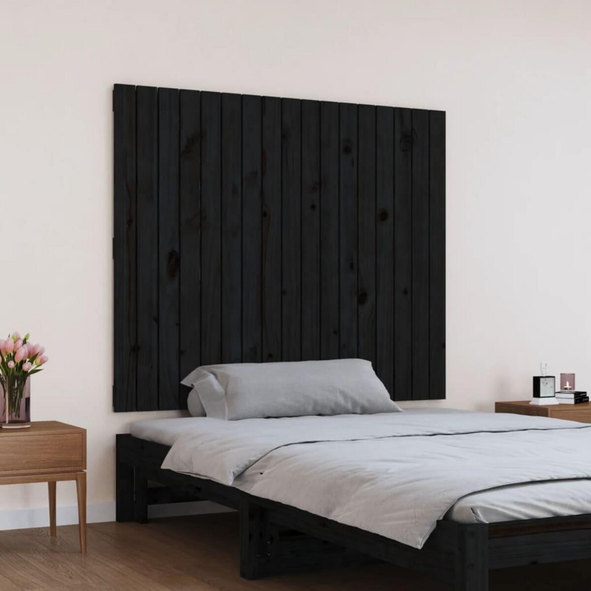 VIDAXL Tete de lit murale Noir 108x3x90 cm Bois massif de pin