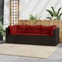 Voir la diapositive 1 : VIDAXL Salon de jardin 3 pcs avec coussins marron resine tressee