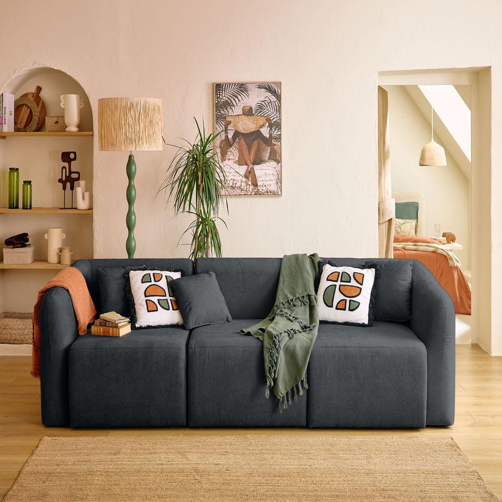 Voir la diapositive 2 : LISA DESIGN Ikare - module d'assise d'angle gauche - en tissu