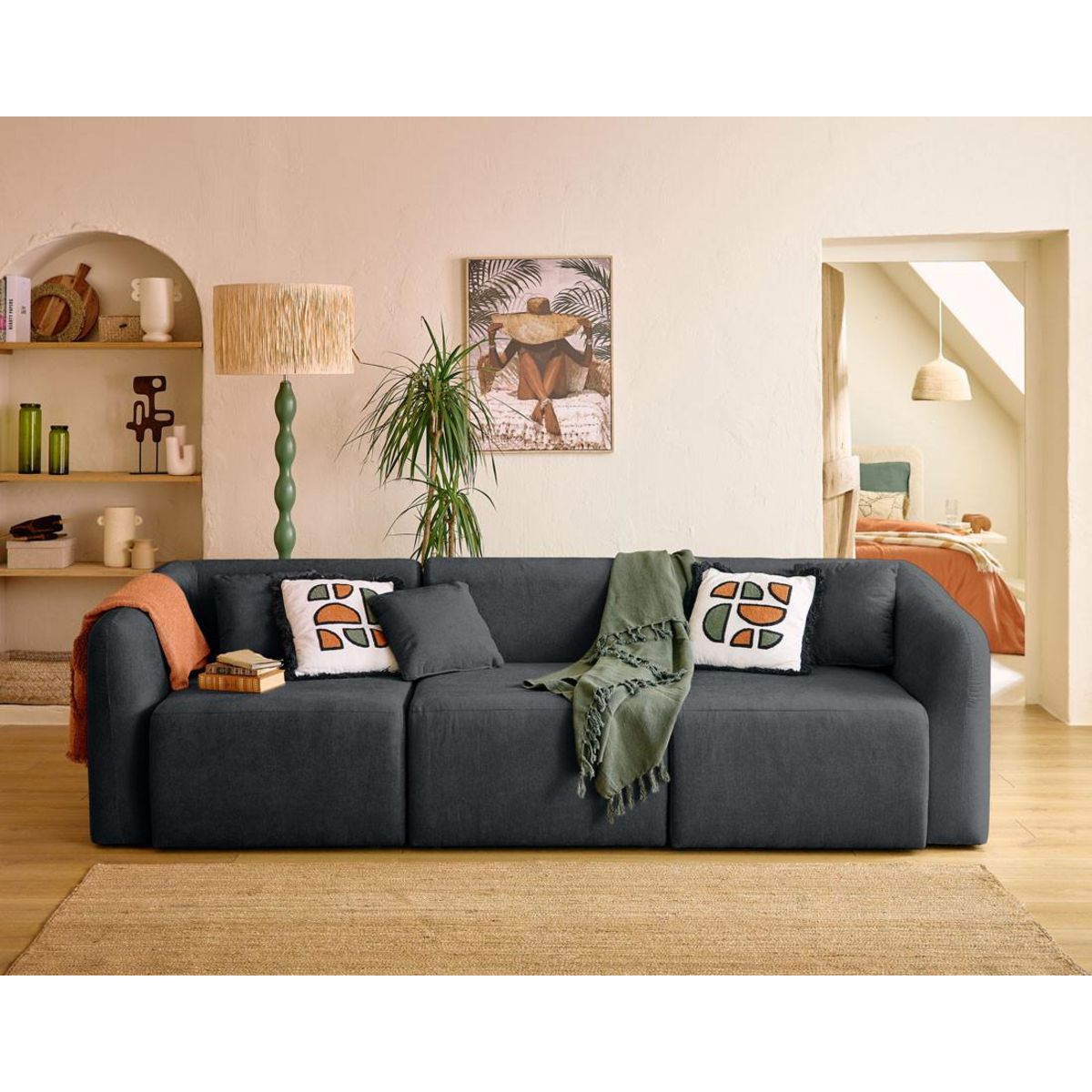 LISA DESIGN Ikare - module d'assise d'angle gauche - en tissu