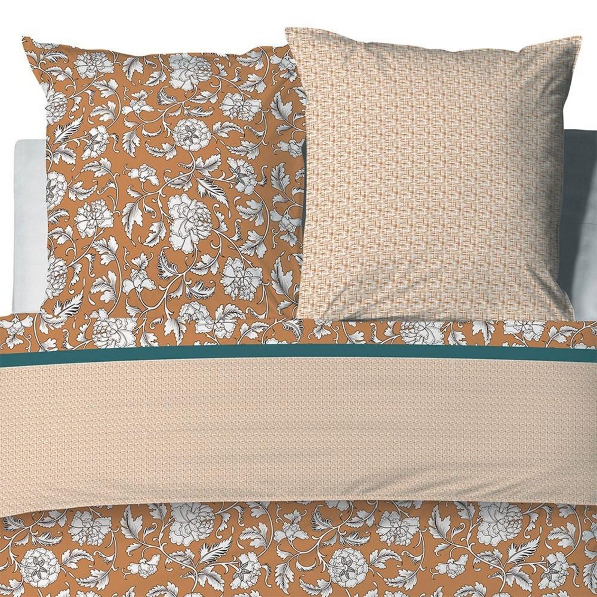 ATELIER DU COTON Housse de couette 240x220 Loni + 2 taies coton 57 fils