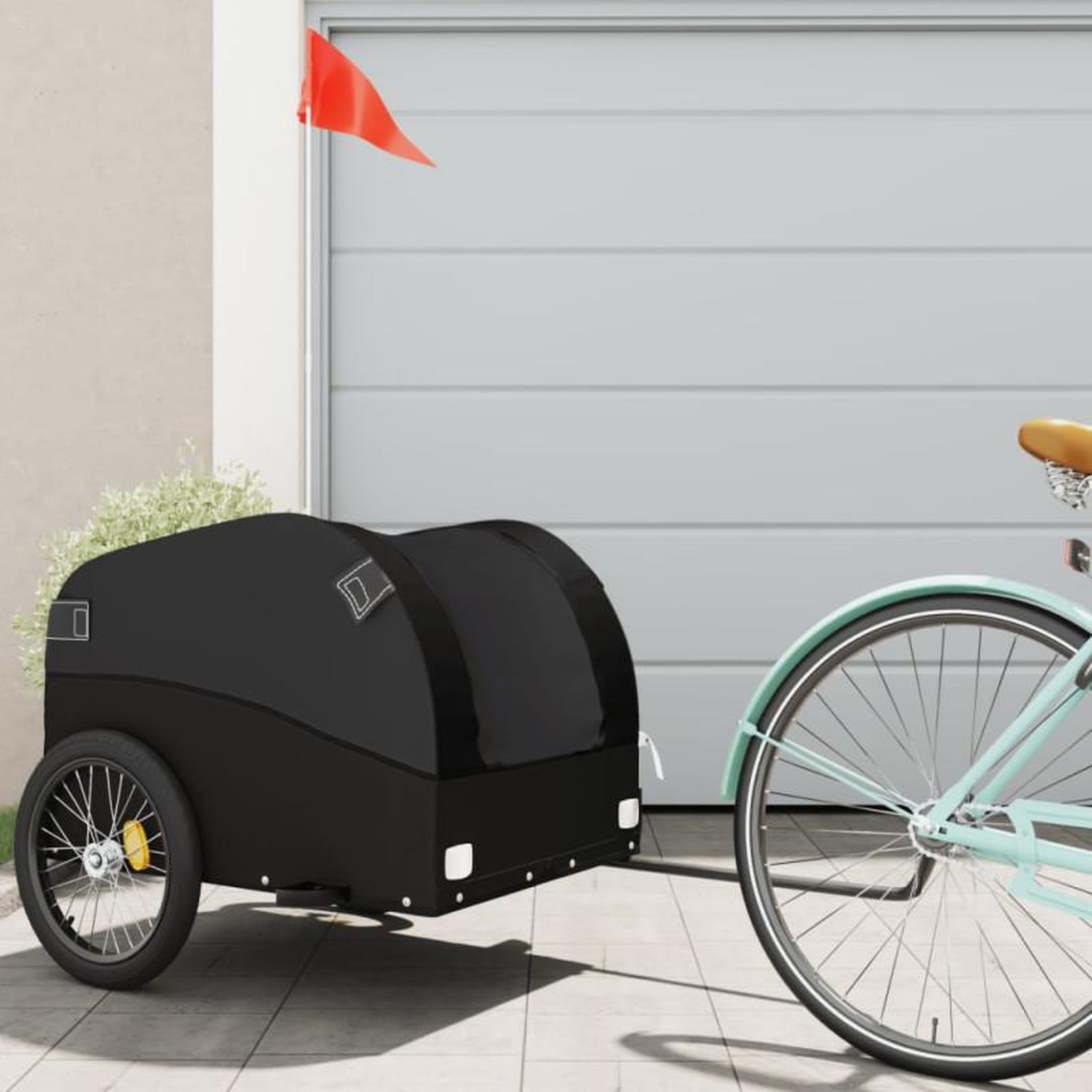 VIDAXL Remorque de vélo noir 45 kg fer
