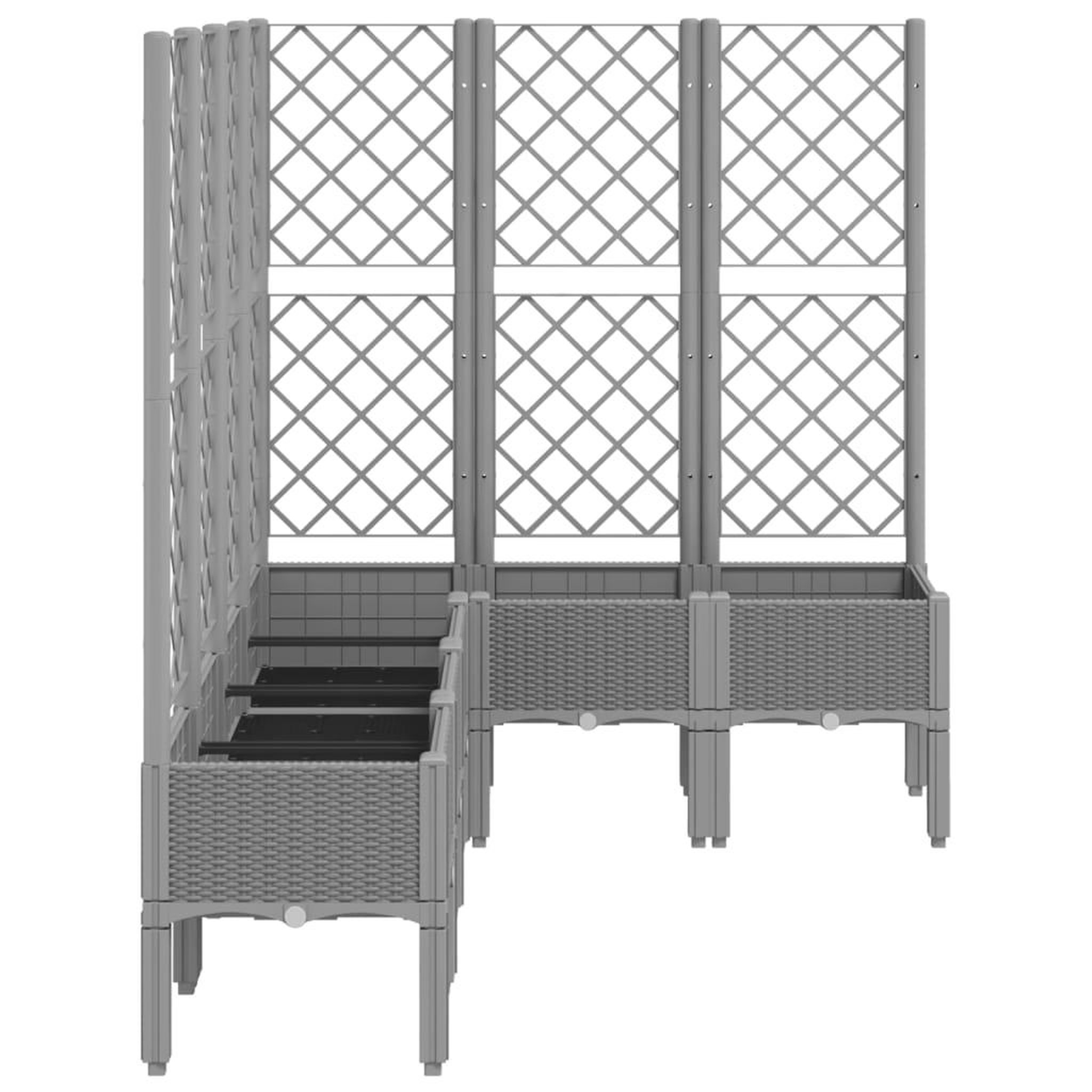 Voir la diapositive 4 : VIDAXL Jardiniere avec treillis gris clair 160x120x142 cm PP