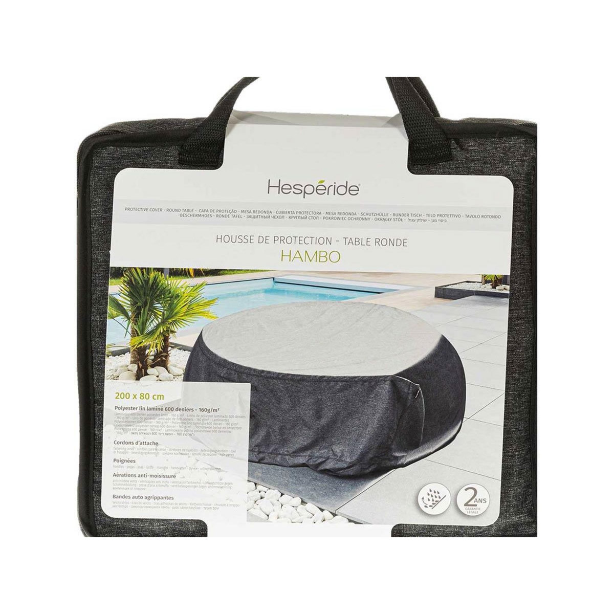 HESPERIDE Housse pour table ronde extérieure Hambo - Ø 200 x 80 cm - Hespéride