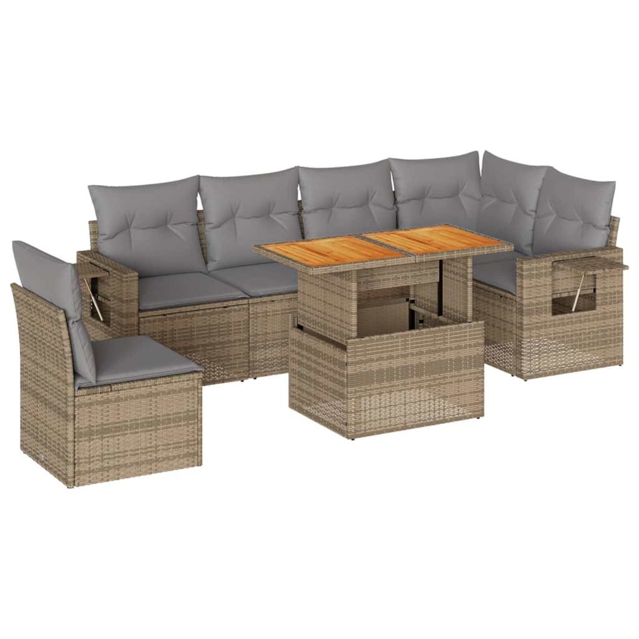 Voir la diapositive 2 : VIDAXL Salon de jardin avec coussins 7 pcs beige resine tressee