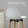 Voir la diapositive 6 : HOMCOM Tabourets de bar style scandinave - lot de 2 tabourets de bar avec repose-pieds - piètement bois de hêtre assise PU blanc