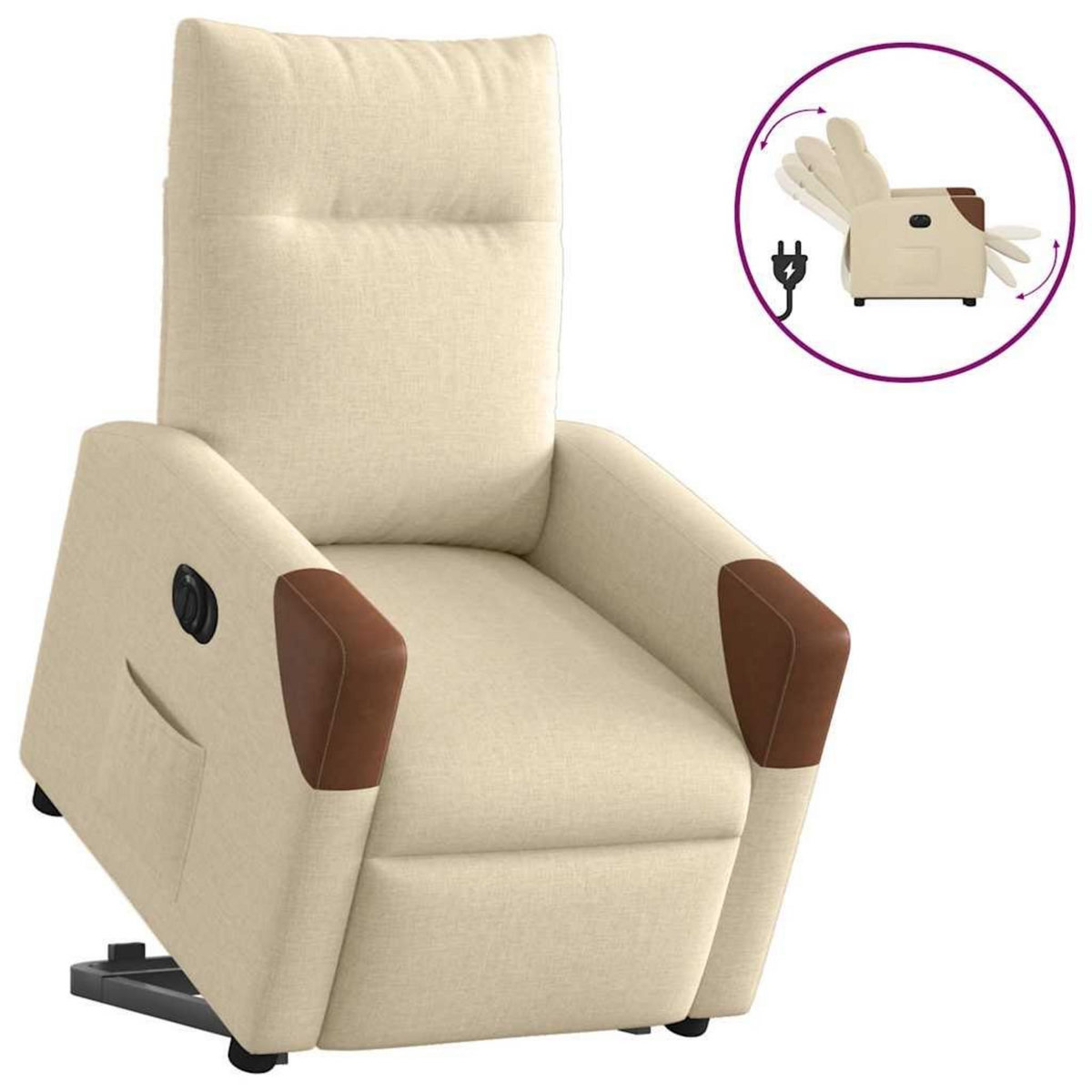 VIDAXL Fauteuil inclinable electrique creme tissu
