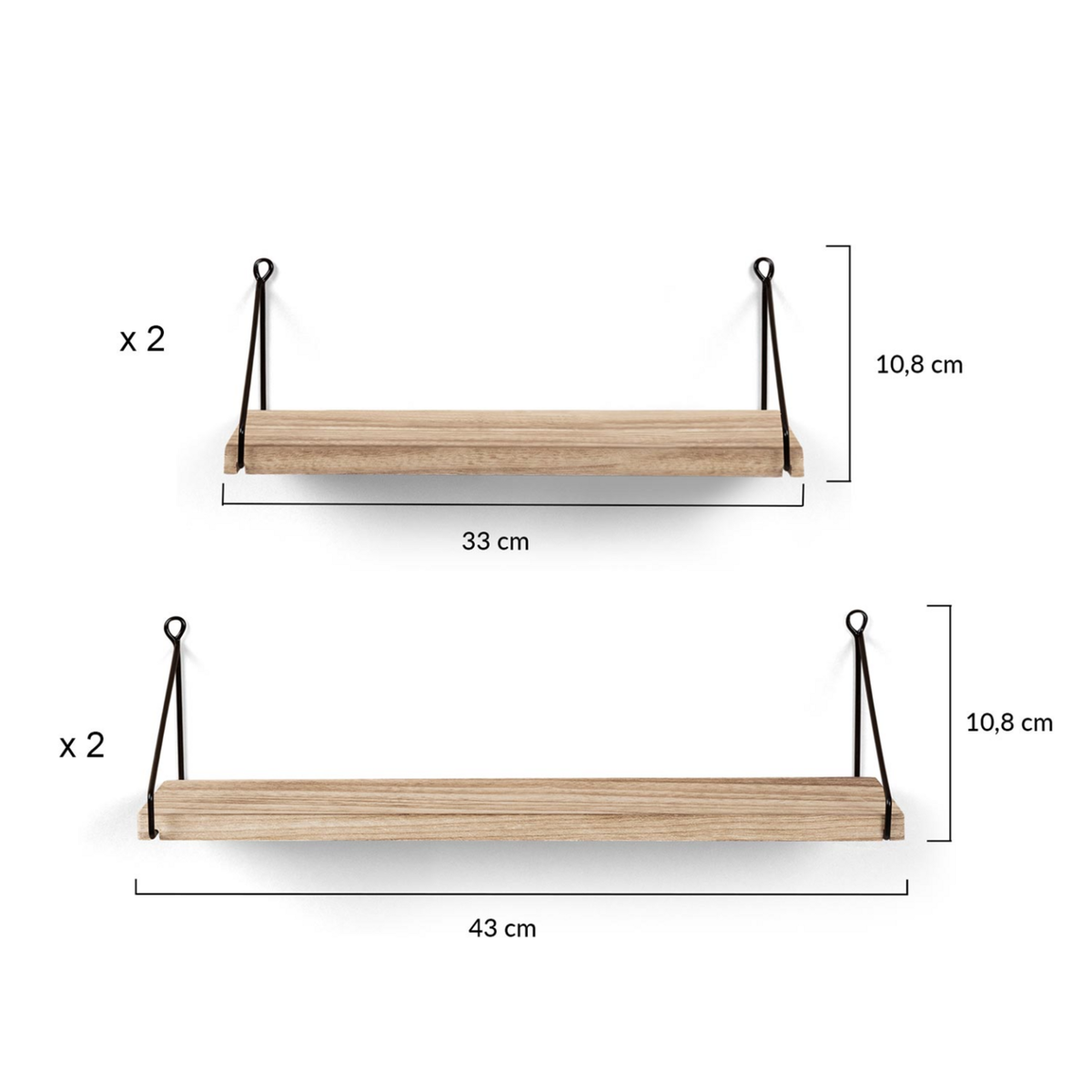 ID MARKET Lot de 4 étagères murales LILY design industriel