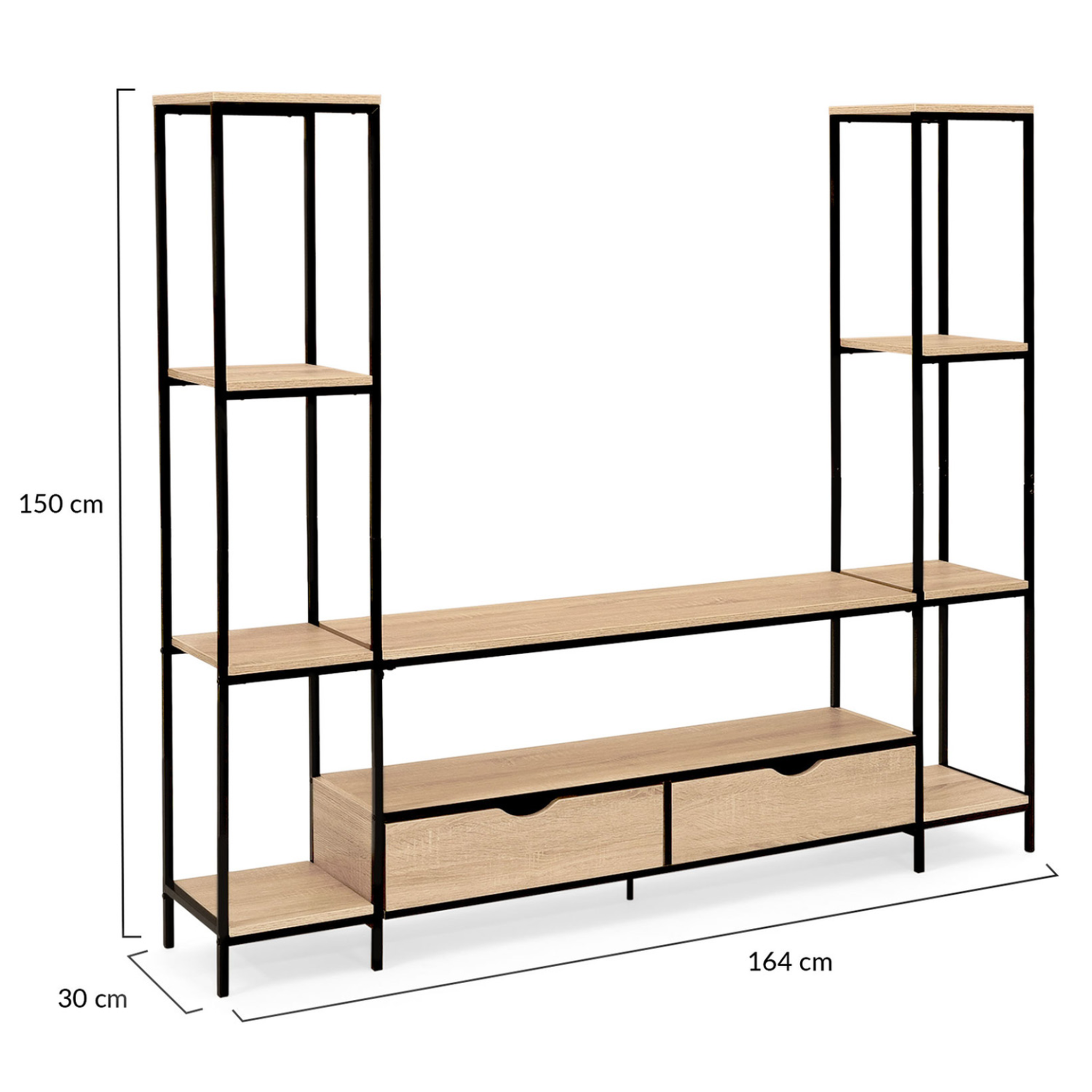 Voir la diapositive 6 : ID MARKET Ensemble meuble tv 164 cm detroit avec étagères design industriel