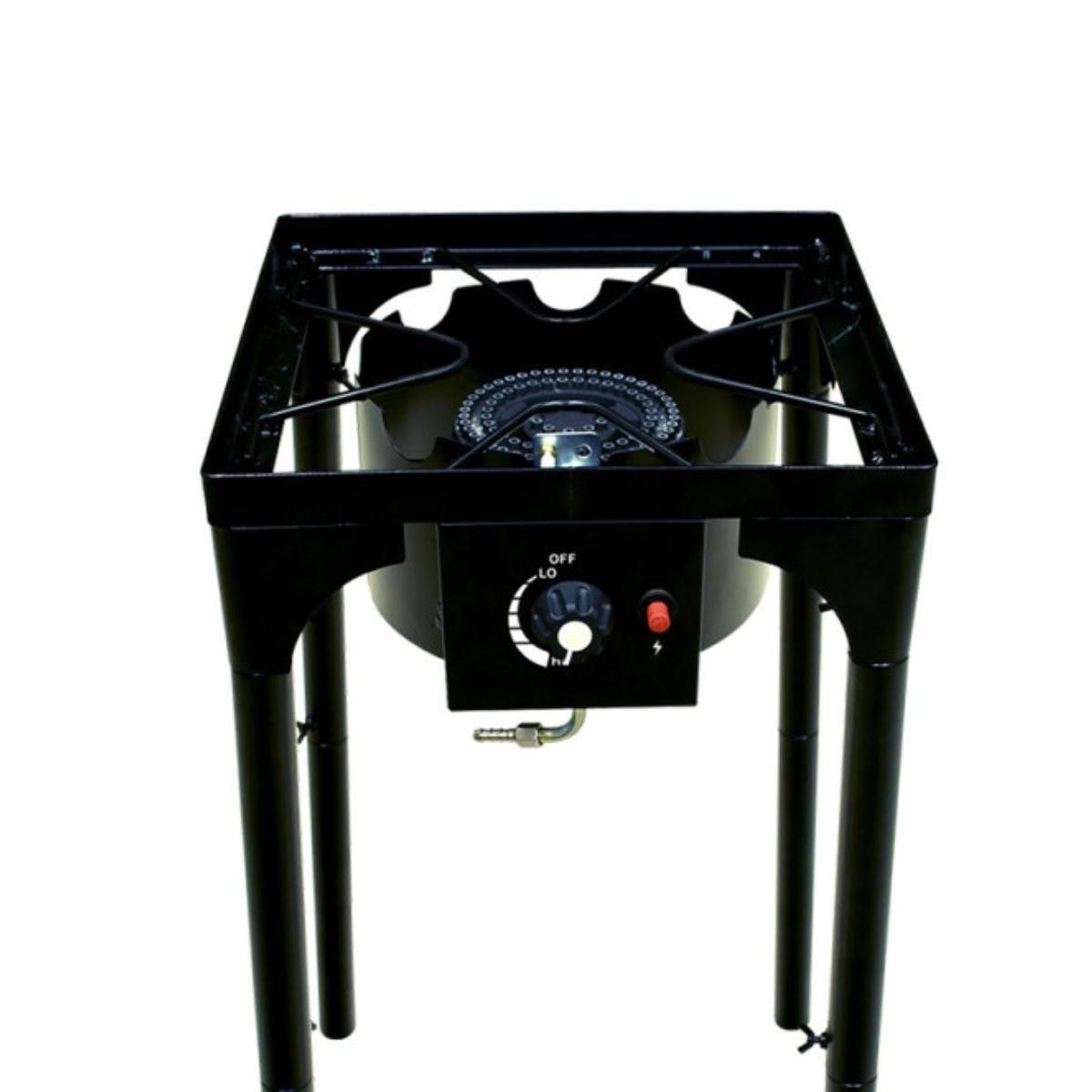 INTEC Réchaud Gaz 4 pieds 4.5KW Modulable 3 Hauteurs - Cuisine Extérieure Dimensions 40 x 40 x H78cm Allumage Piezo