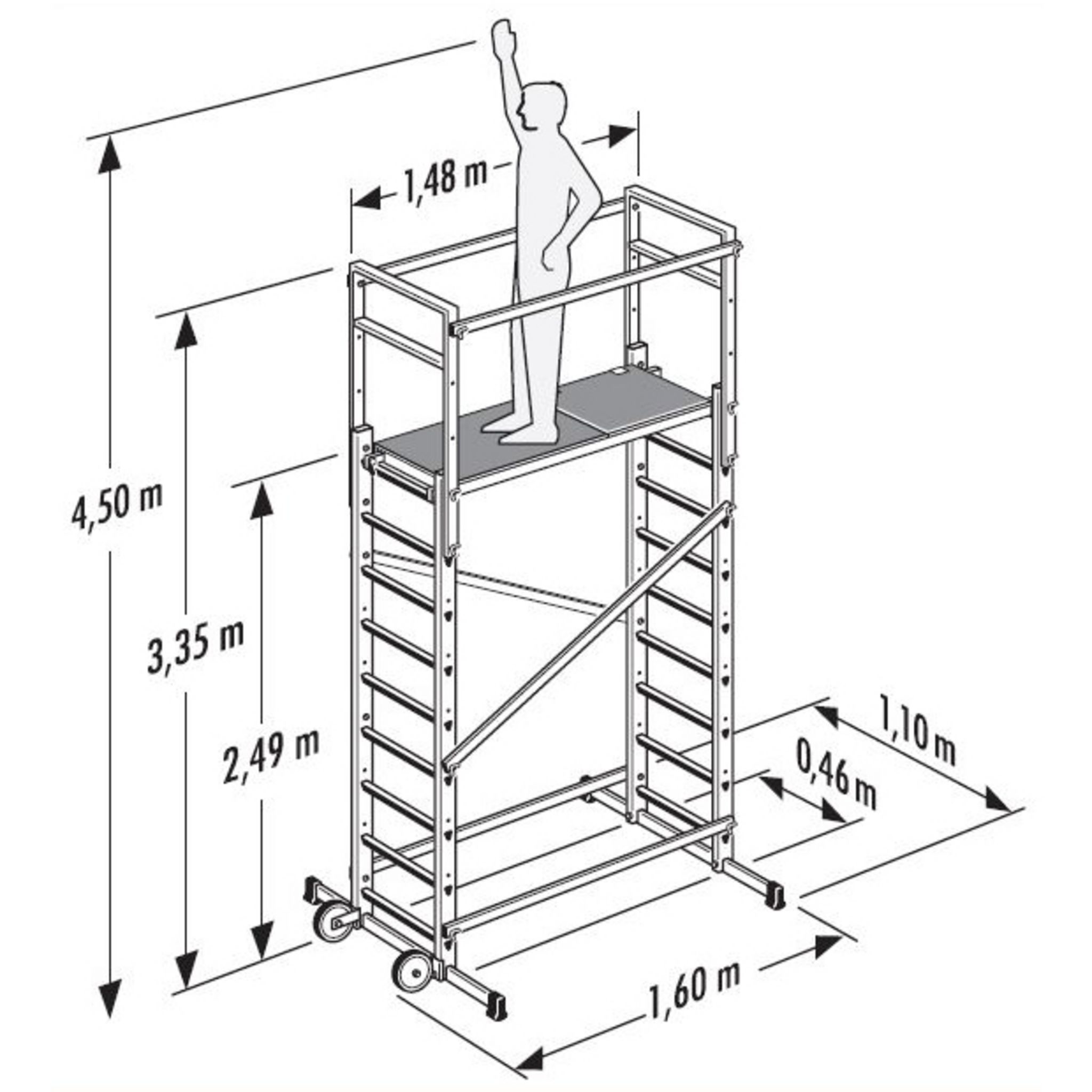 HAILO Echafaudage roulant d'escalier 5m en aluminium - HOBBYSTEP H5