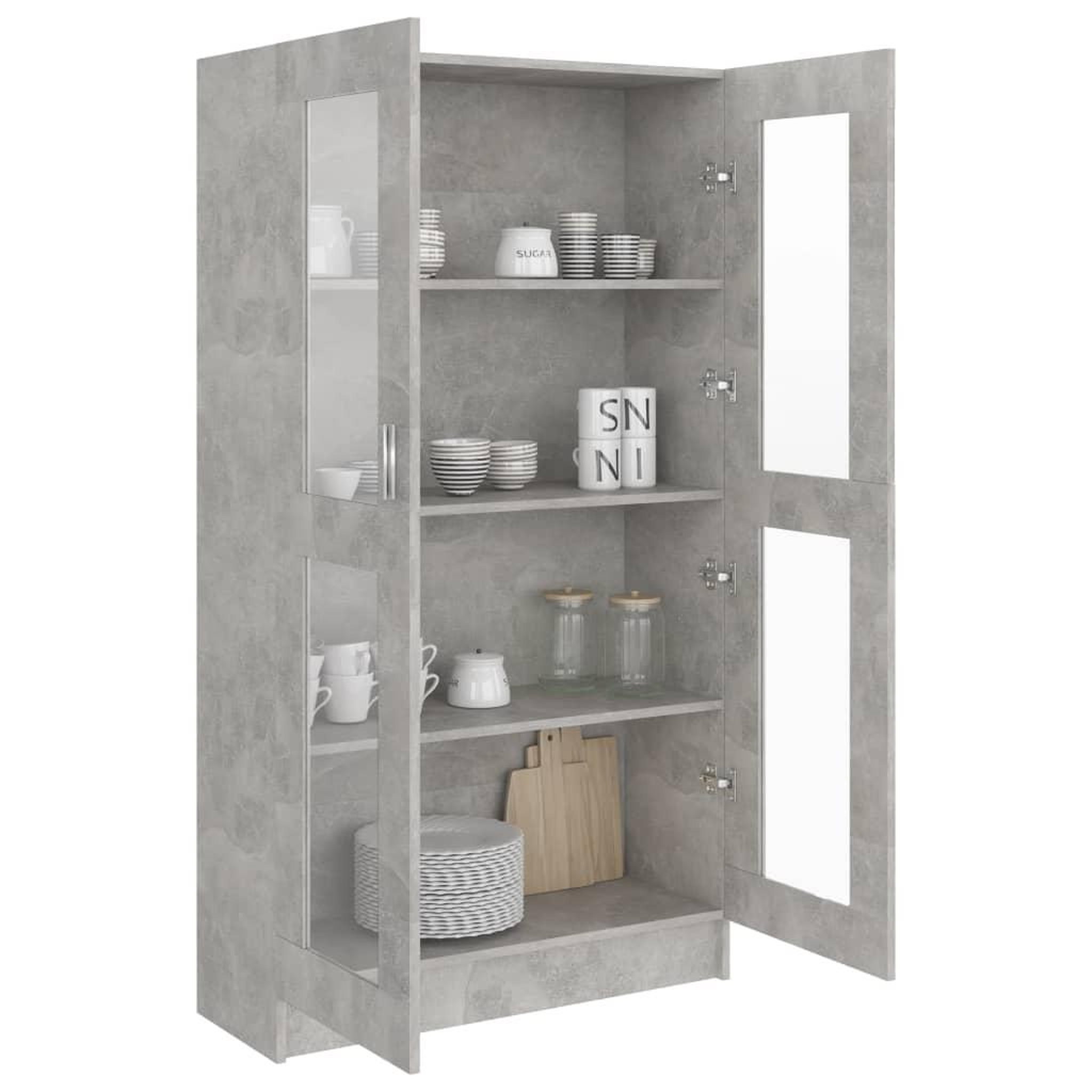 Voir la diapositive 4 : VIDAXL Armoire a vitrine Gris beton 82,5x30,5x150 cm Bois d'ingenierie