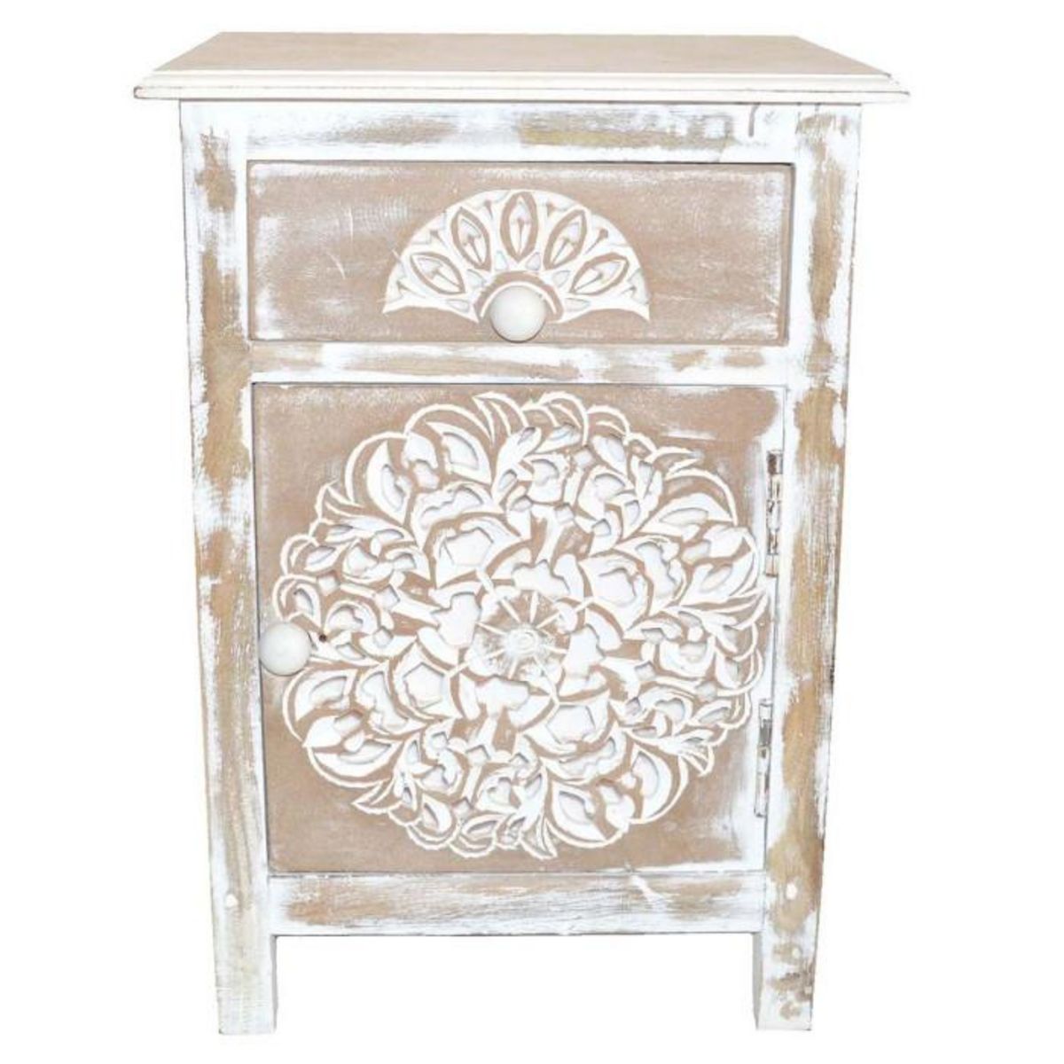 Paris Prix Table de Chevet 1 Tiroir & 1 Porte  Loco  60cm Naturel