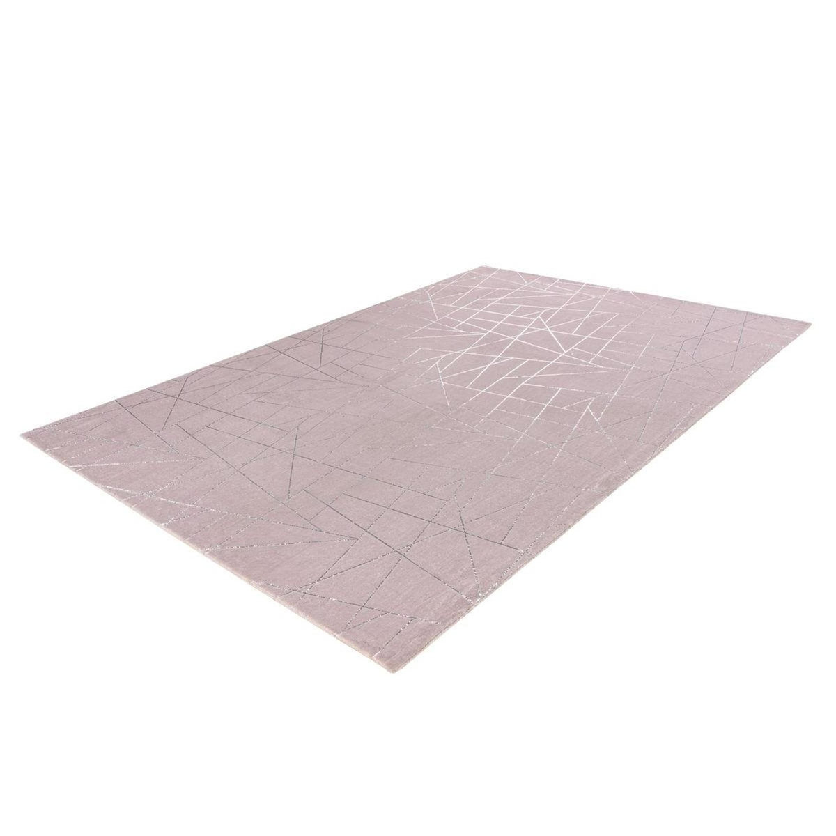 Paris Prix Tapis Géométrique à Poils Longs  Bijou  Taupe & Argent