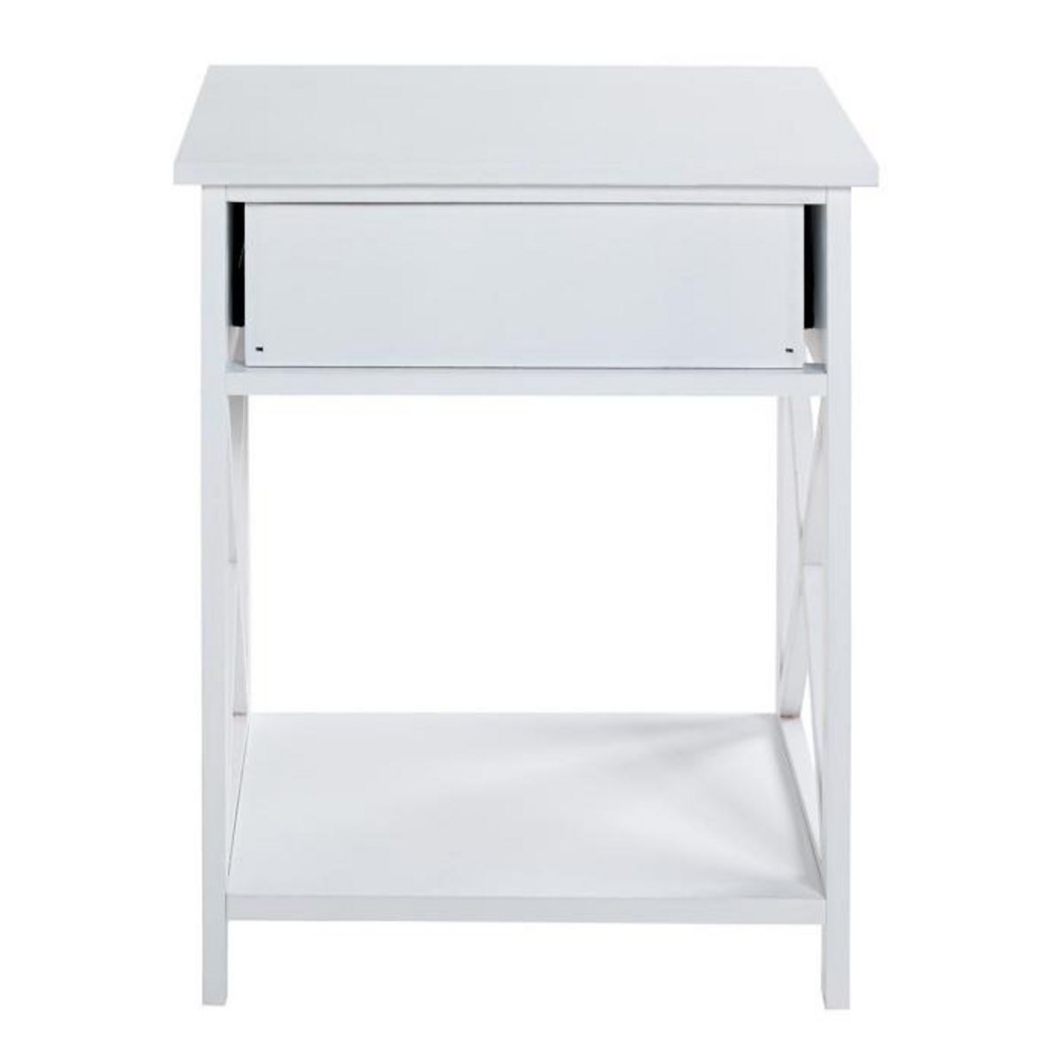 Paris Prix Table d'Appoint 1 Tiroir Design  Guda  60cm Blanc