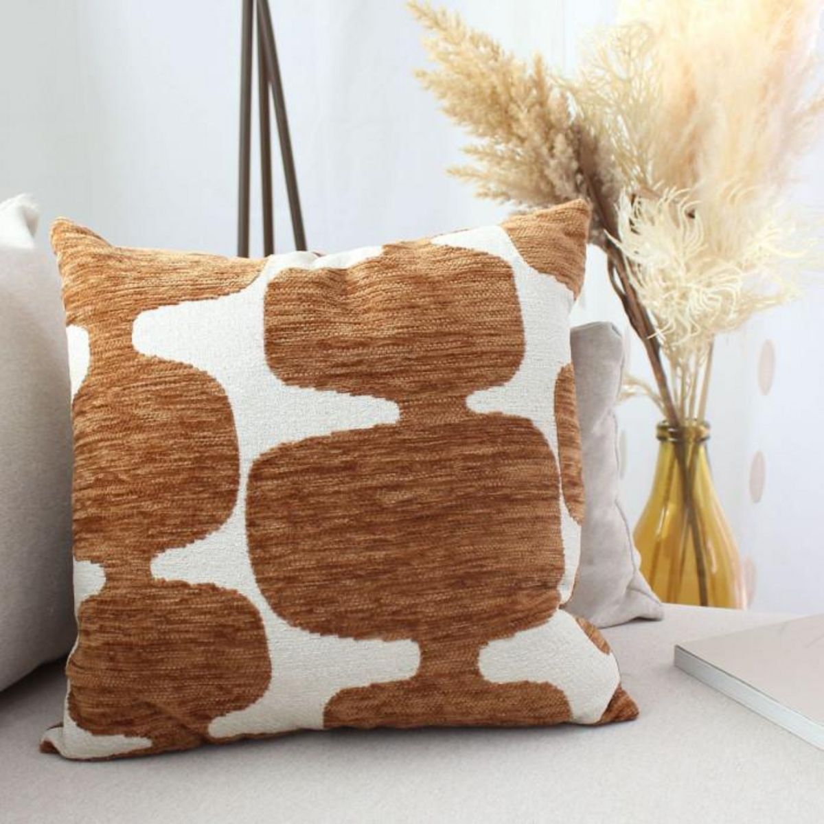 Paris Prix Coussin Déco à Motif  Copper  40x40cm Café & Blanc