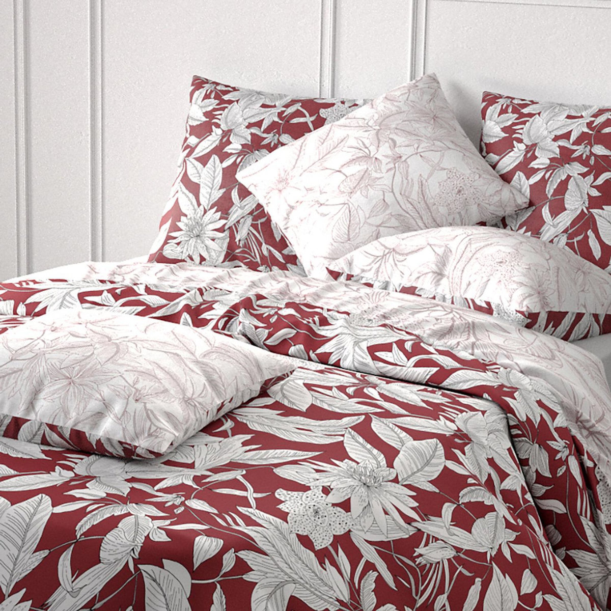 ATELIER DU COTON Parure housse de couette 100% coton 71 fils bonheur reversible
