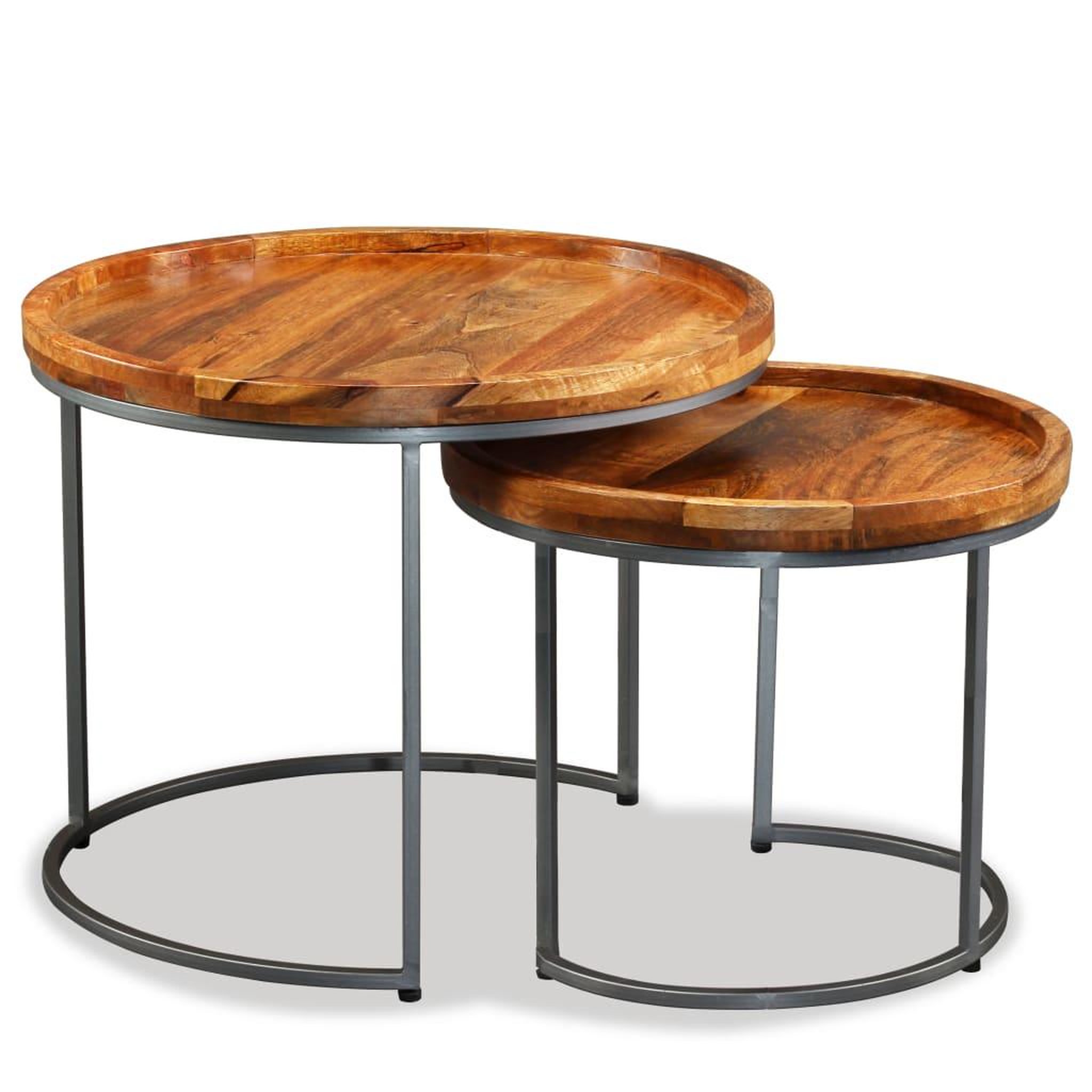 Voir la diapositive 4 : VIDAXL Ensemble de tables d'appoint 2 pcs bois de manguier massif