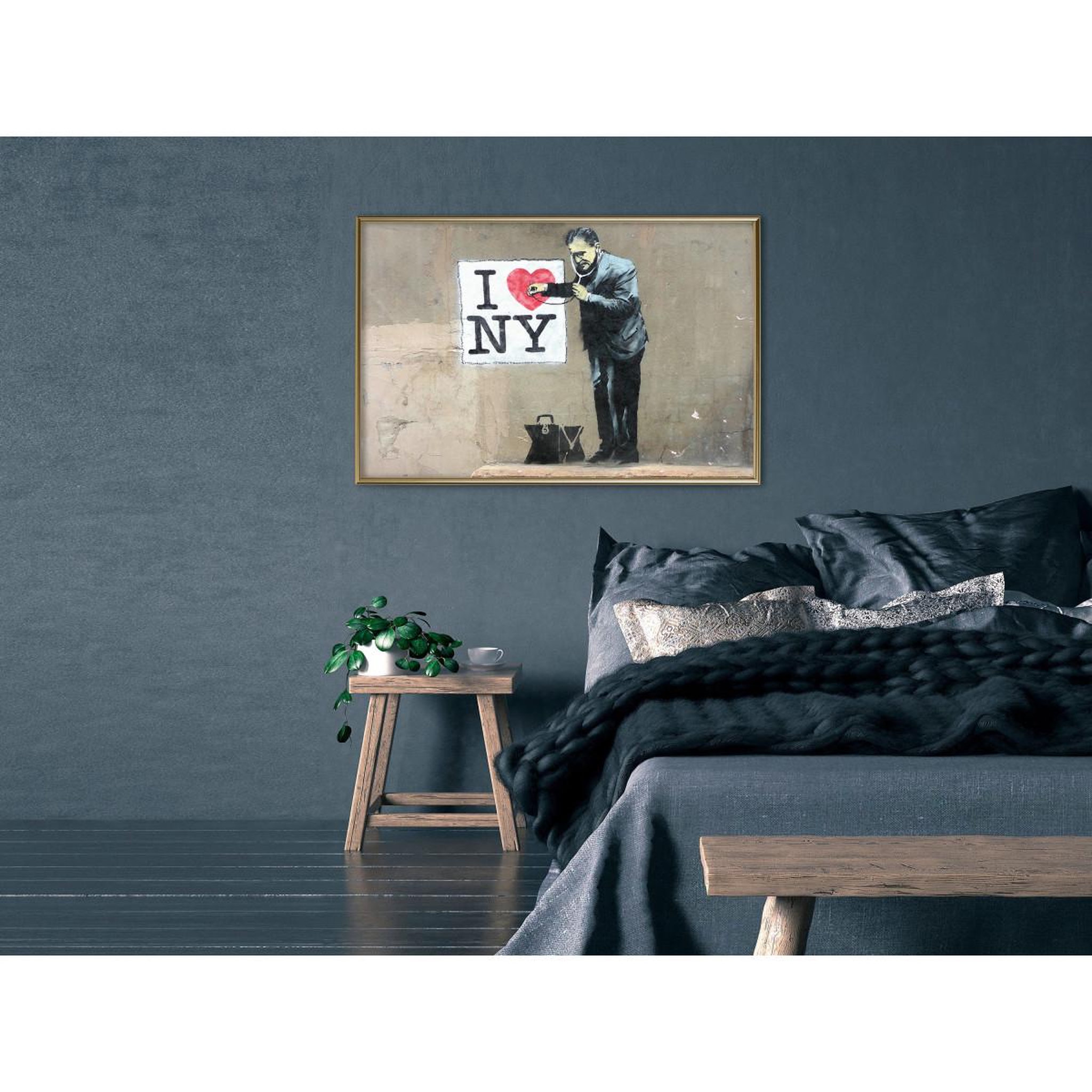 Voir la diapositive 2 : Paris Prix Affiche Murale Encadrée  Banksy I Heart NY