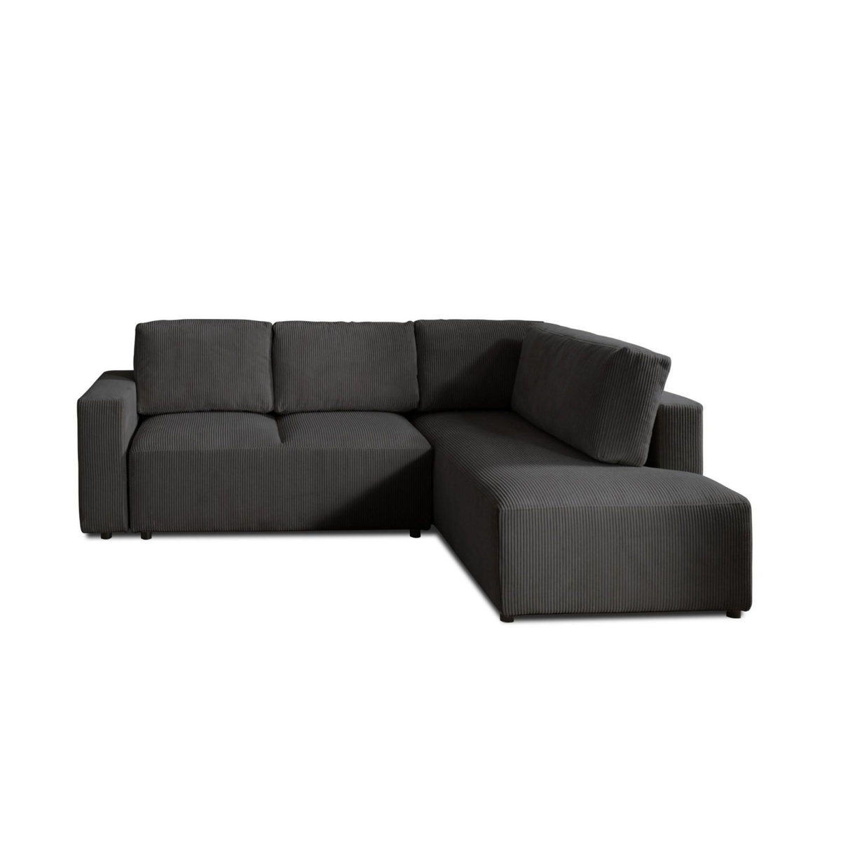 LISA DESIGN Livy - canapé d'angle convertible - avec coffre - en velours côtelé - 5 places - droit