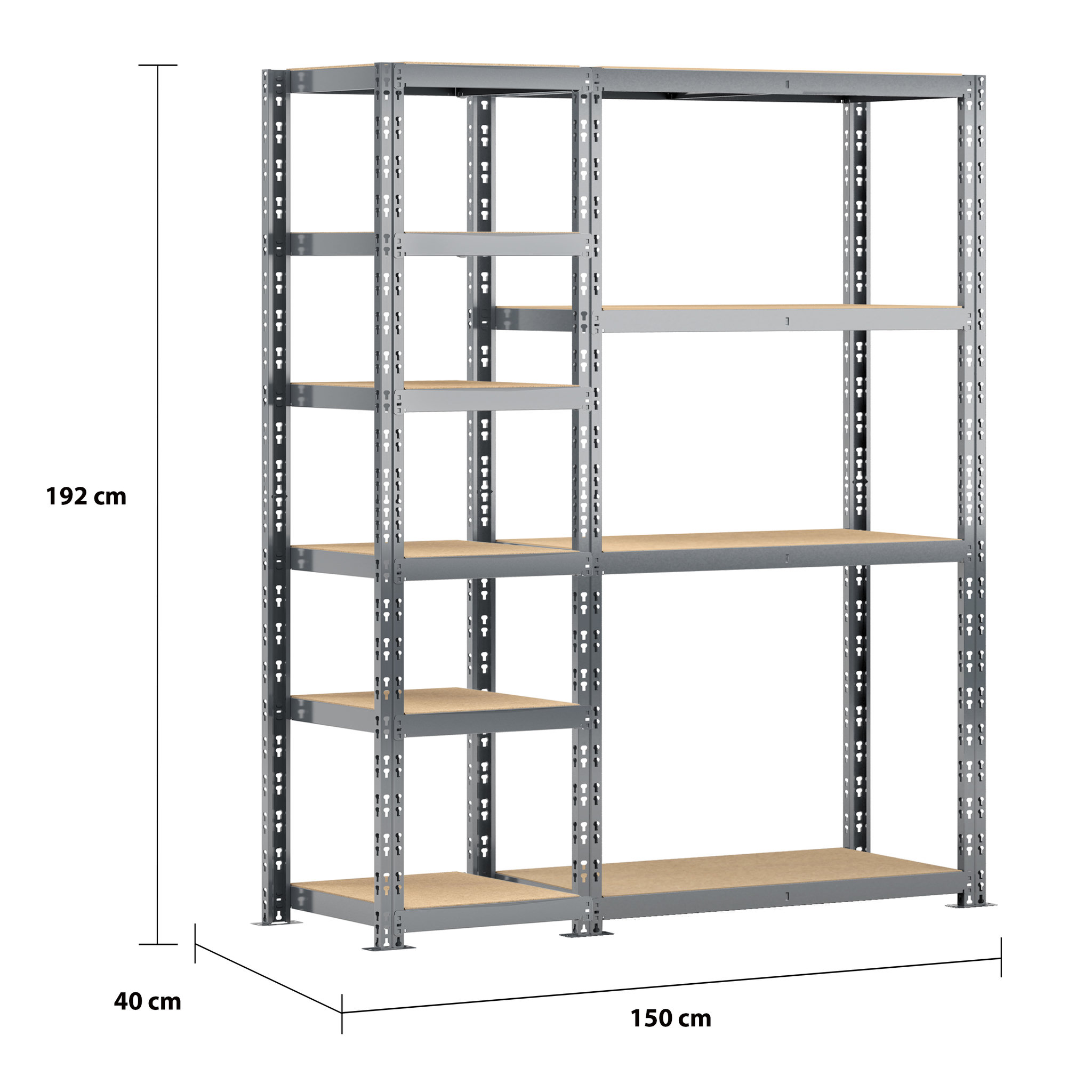 Voir la diapositive 2 : Concept rangement de garage MODULÖ STORAGE SYSTEME EXTENSION 2 étagères 10 plateaux longueur 150 cm