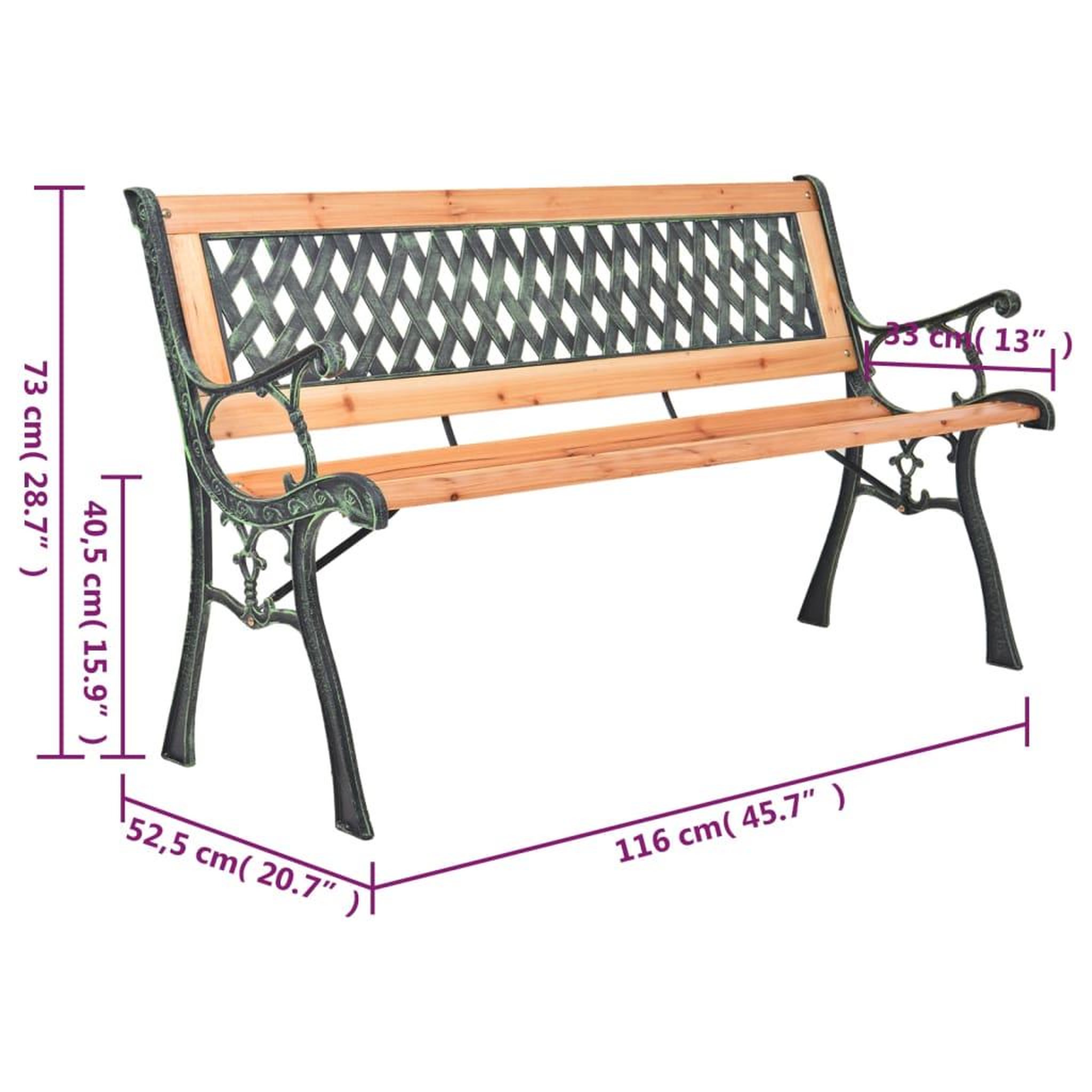 Voir la diapositive 6 : VIDAXL Banc de jardin 116 cm Fonte et bois massif de sapin