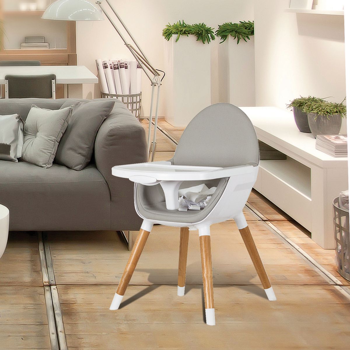 AT4 Chaise haute bébé évolutive gris IKID