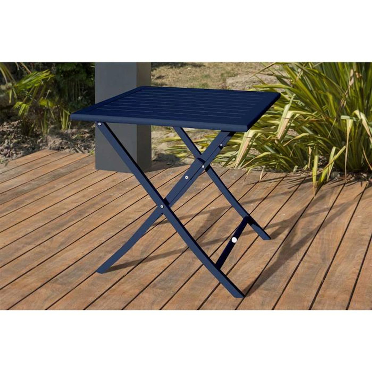 Paris Prix Ensemble Table de Jardin Pliante & 2 Chaises  Marius  70cm Bleu Marine
