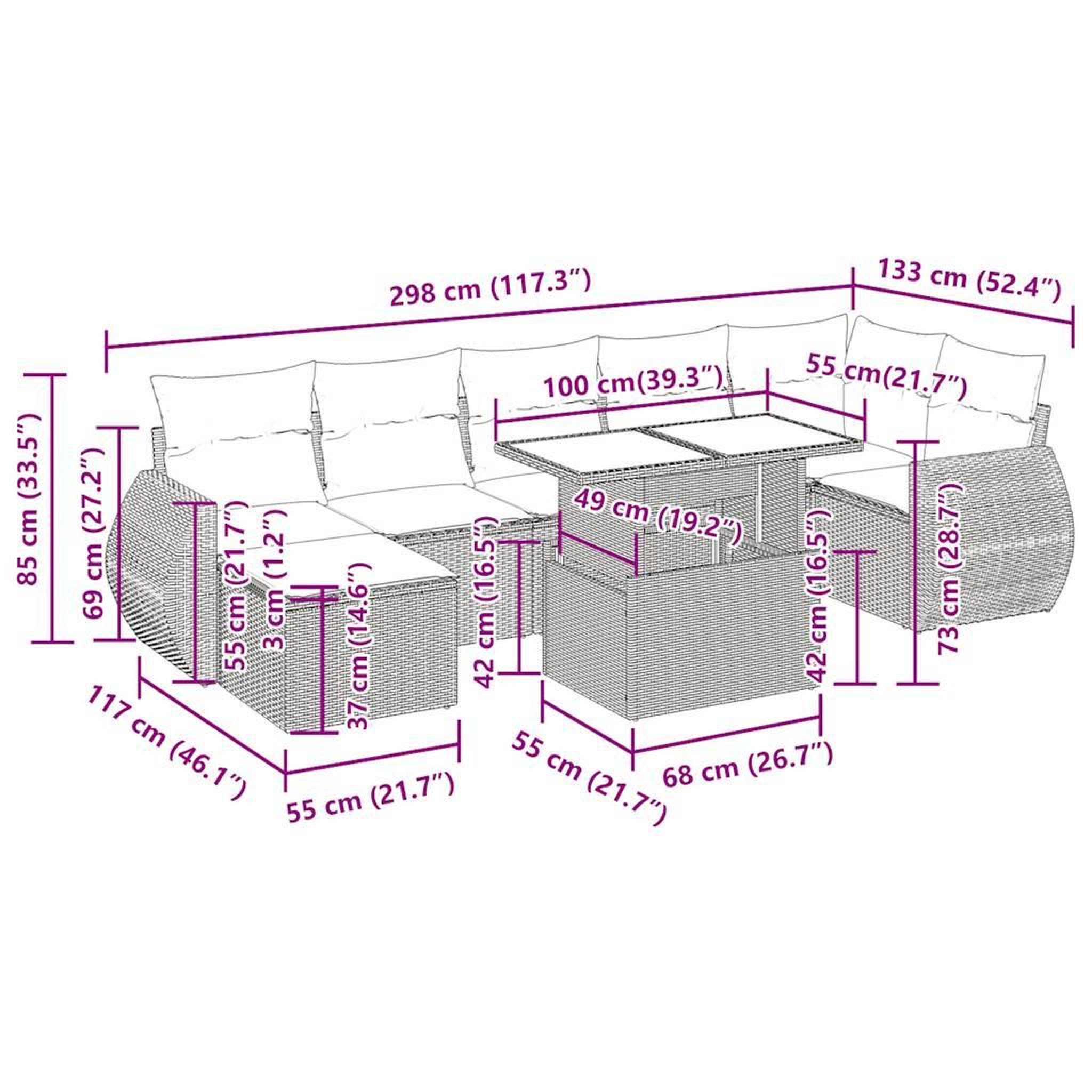 Voir la diapositive 6 : VIDAXL Salon de jardin avec coussins 8 pcs beige resine tressee