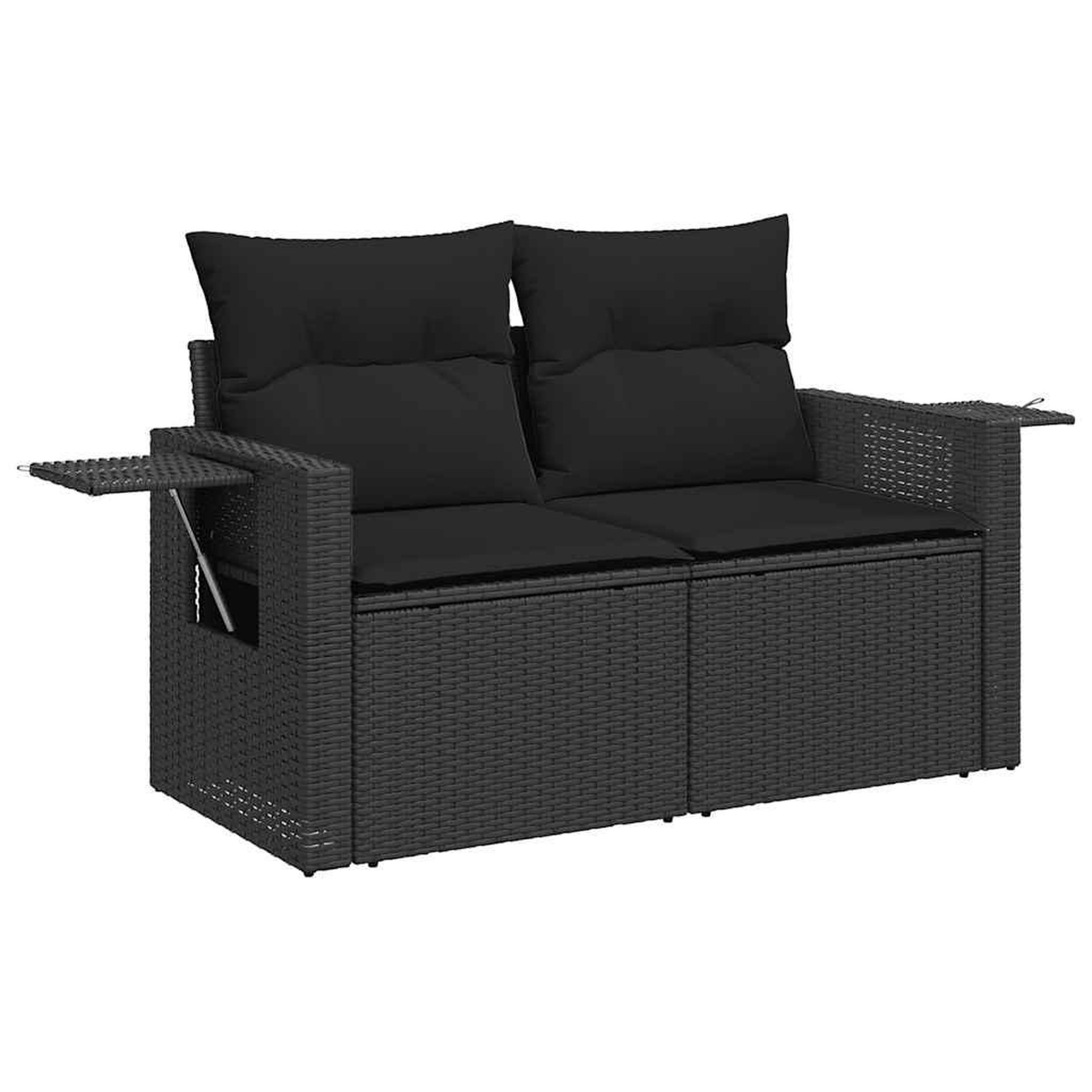 Voir la diapositive 3 : VIDAXL Salon de jardin 7 pcs avec coussins noir resine tressee