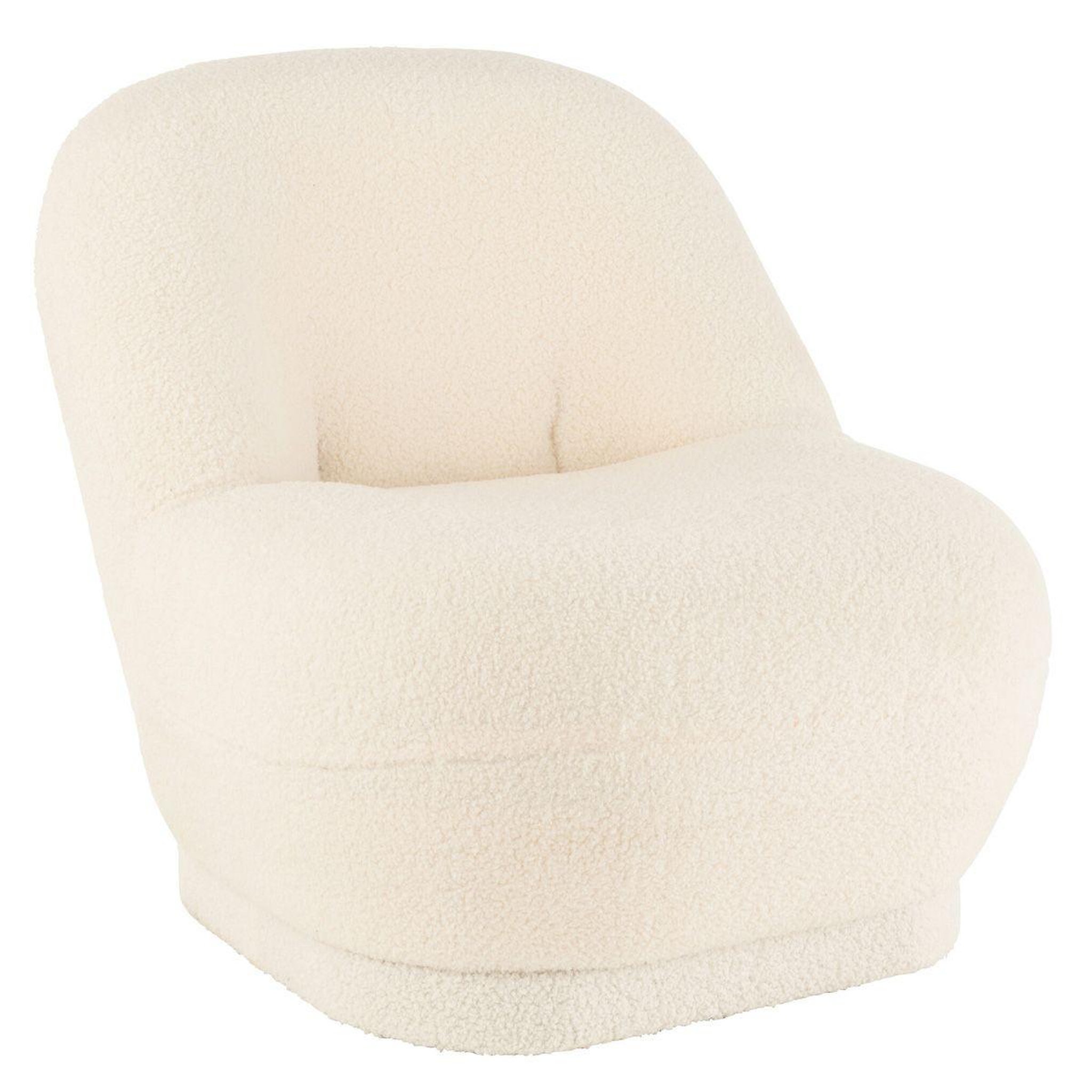 Voir la diapositive 1 : J-LINE Fauteuil Design Bouclette  Teddy  88cm Blanc