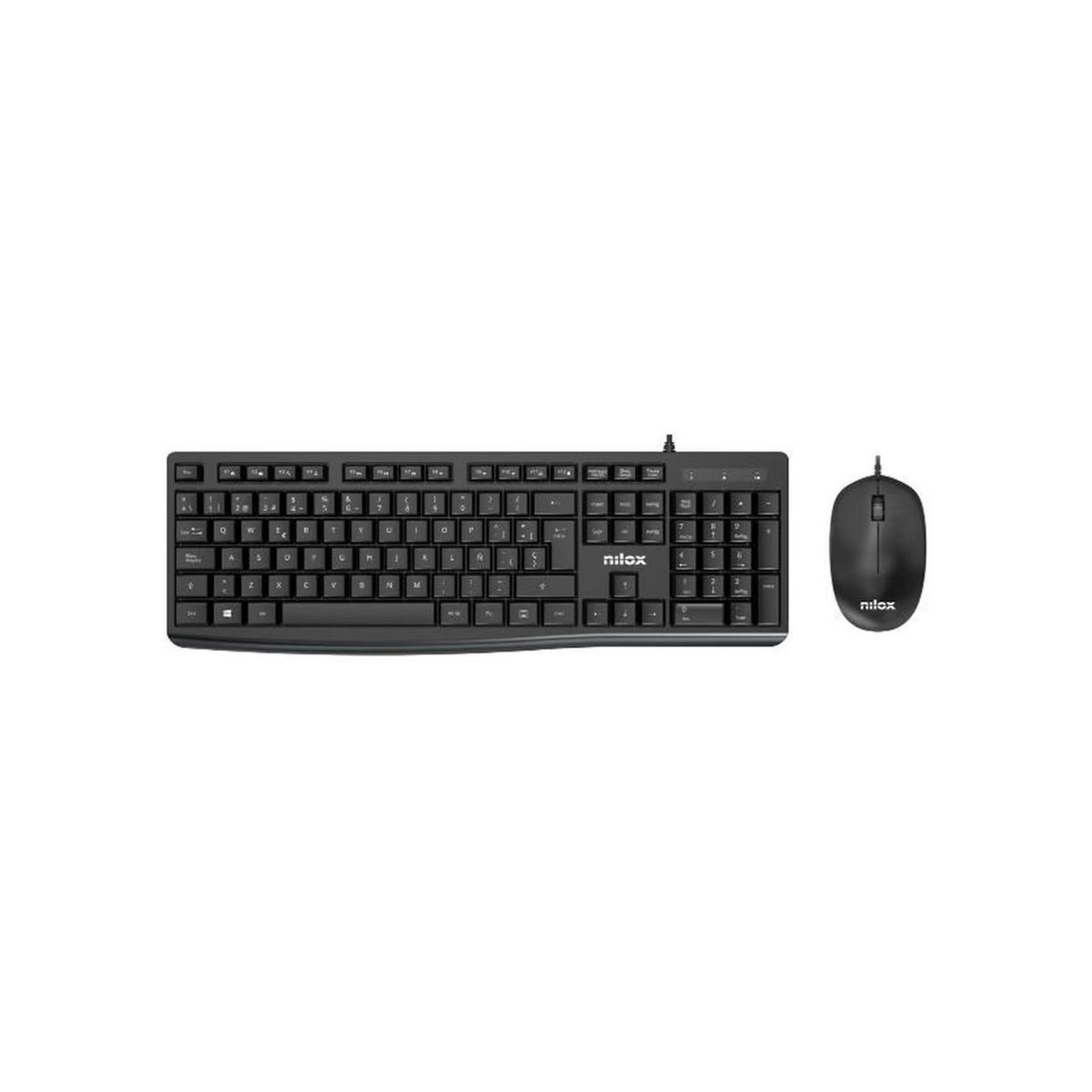 Voir la diapositive 2 : Nilox Nilox nxkme0012 clavier souris incluse usb qwerty espagnole noir