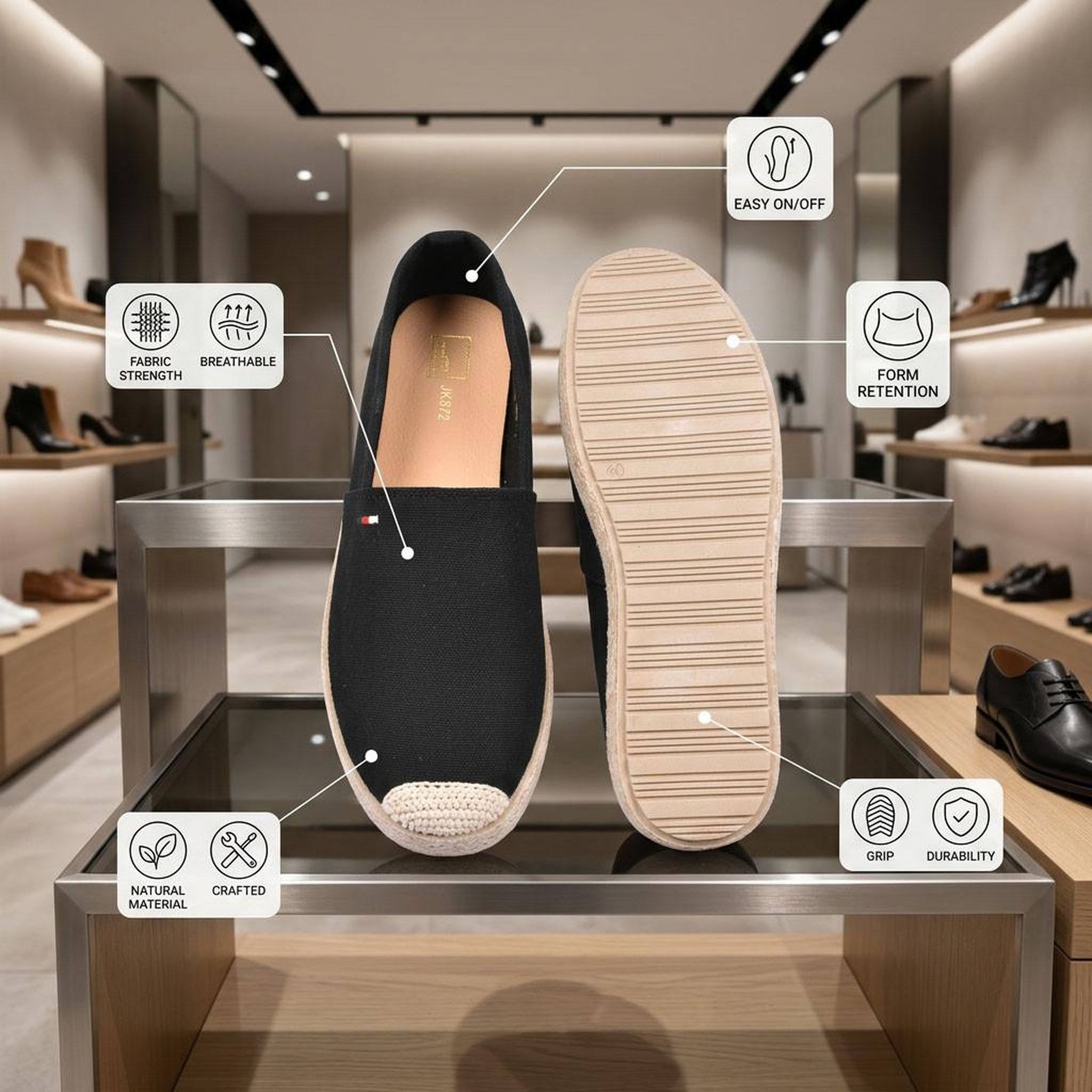 Voir la diapositive 4 : OZABI OZABI Espadrilles homme élégantes été slip-on style chic décontracté