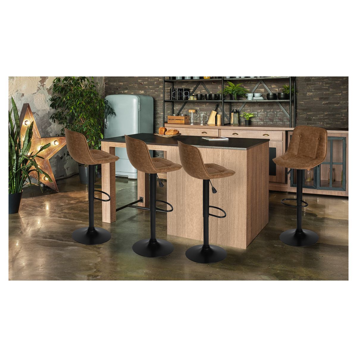 Lot de 4 tabourets de bar ajustables en hauteur MANHATTAN