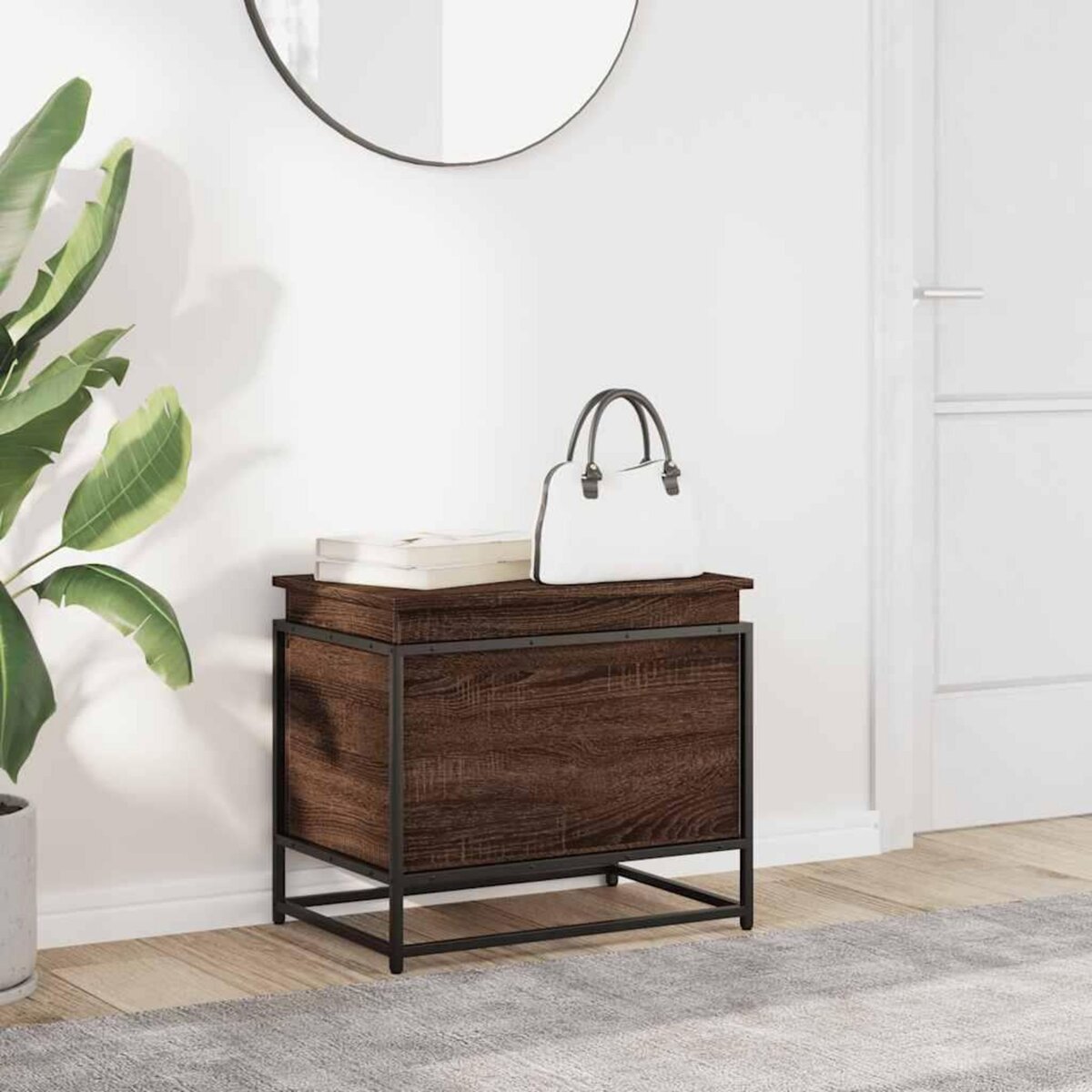 VIDAXL Boîte de rangement avec couvercle chene marron bois ingenierie