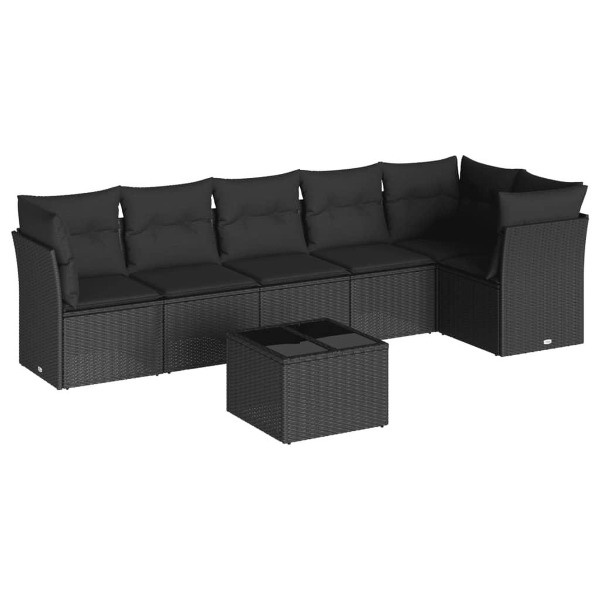 Voir la diapositive 2 : VIDAXL Salon de jardin 7 pcs avec coussins noir resine tressee